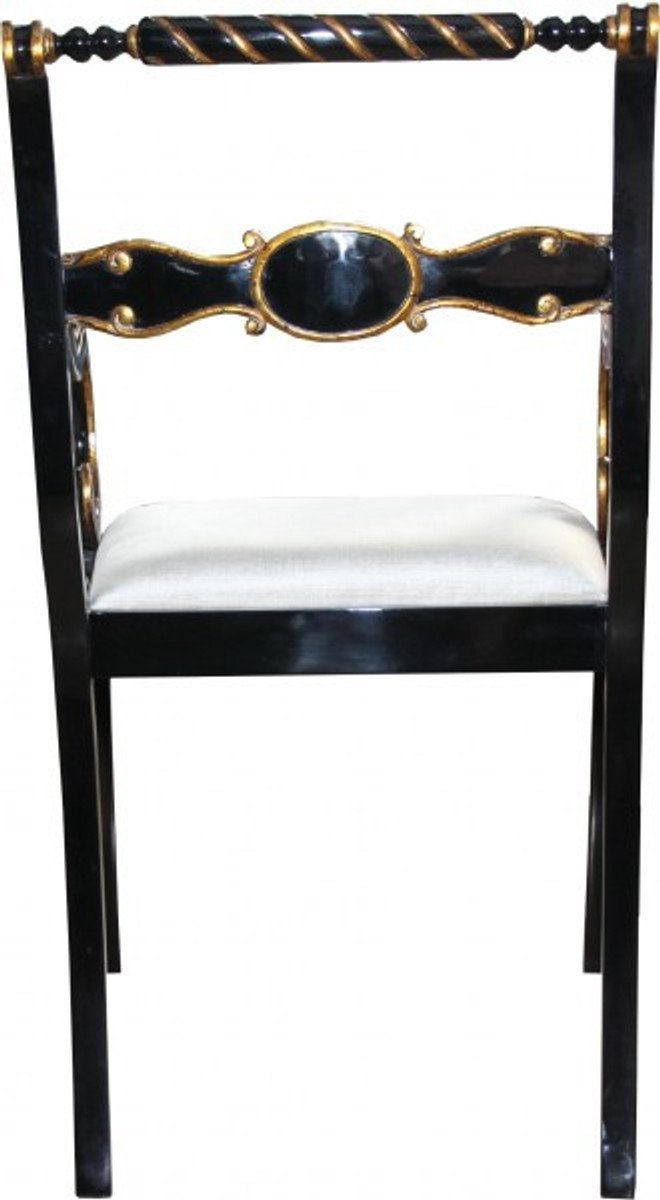 Casa Padrino Armlehnstuhl Luxus / - Stuhl Gold Creme Schreibtisch / Armlehnen Luxus Barock Schwarz Stuhl mit