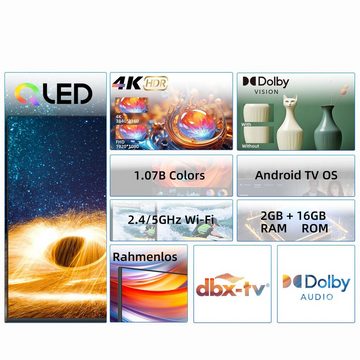 CHiQ U55QH7C QLED-Fernseher (139,00 cm/55 Zoll, 4K Ultra HD, Android TV, Smart-TV, QLED 4K, Quantum dot HDR 10, Rahmlos design, Google TV)