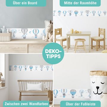 lovely label Bordüre Heißluftballons blau/grau - Wanddeko Kinderzimmer, selbstklebend