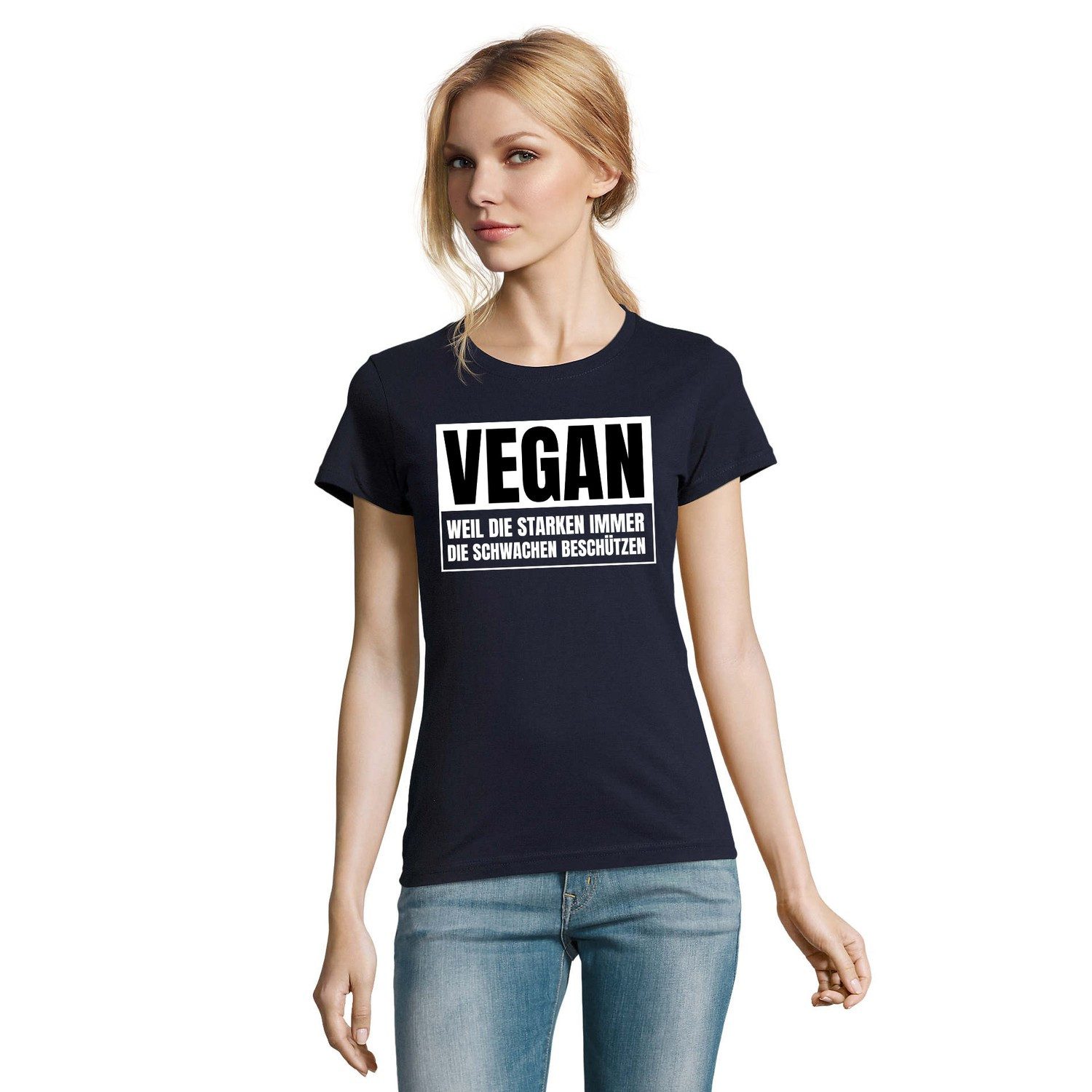 Blondie & Brownie T-Shirt Vegan Damen Tee Shirt Print Tierschutz Mitgefühl Typografie (Einzelstück, Einzelartikel) Vegan Damen Tee Compassion