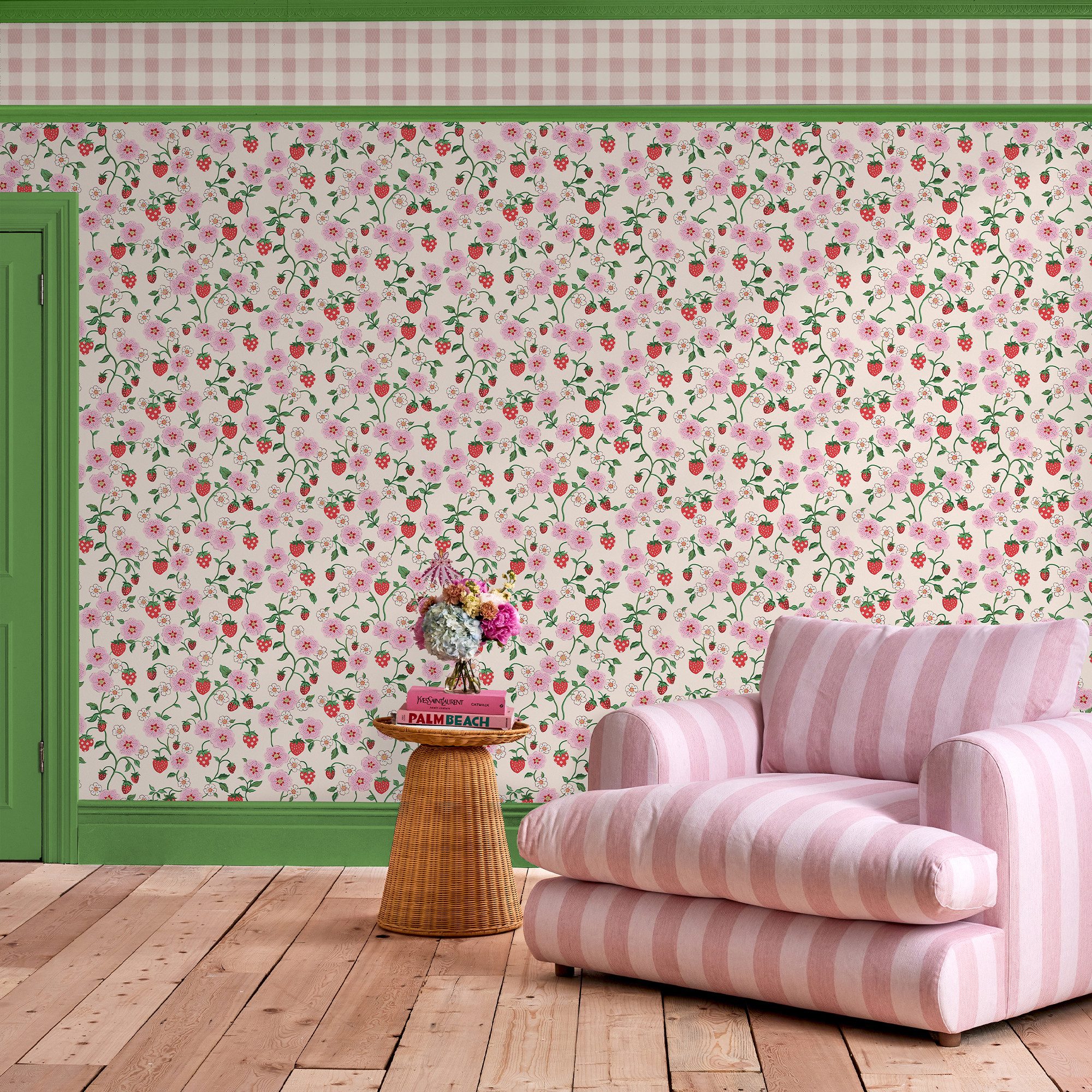 Cath Kidston Vliestapete Strawberry Spring, glatt, geblümt, (1 St), 10mx52cm (ca. 5m2)