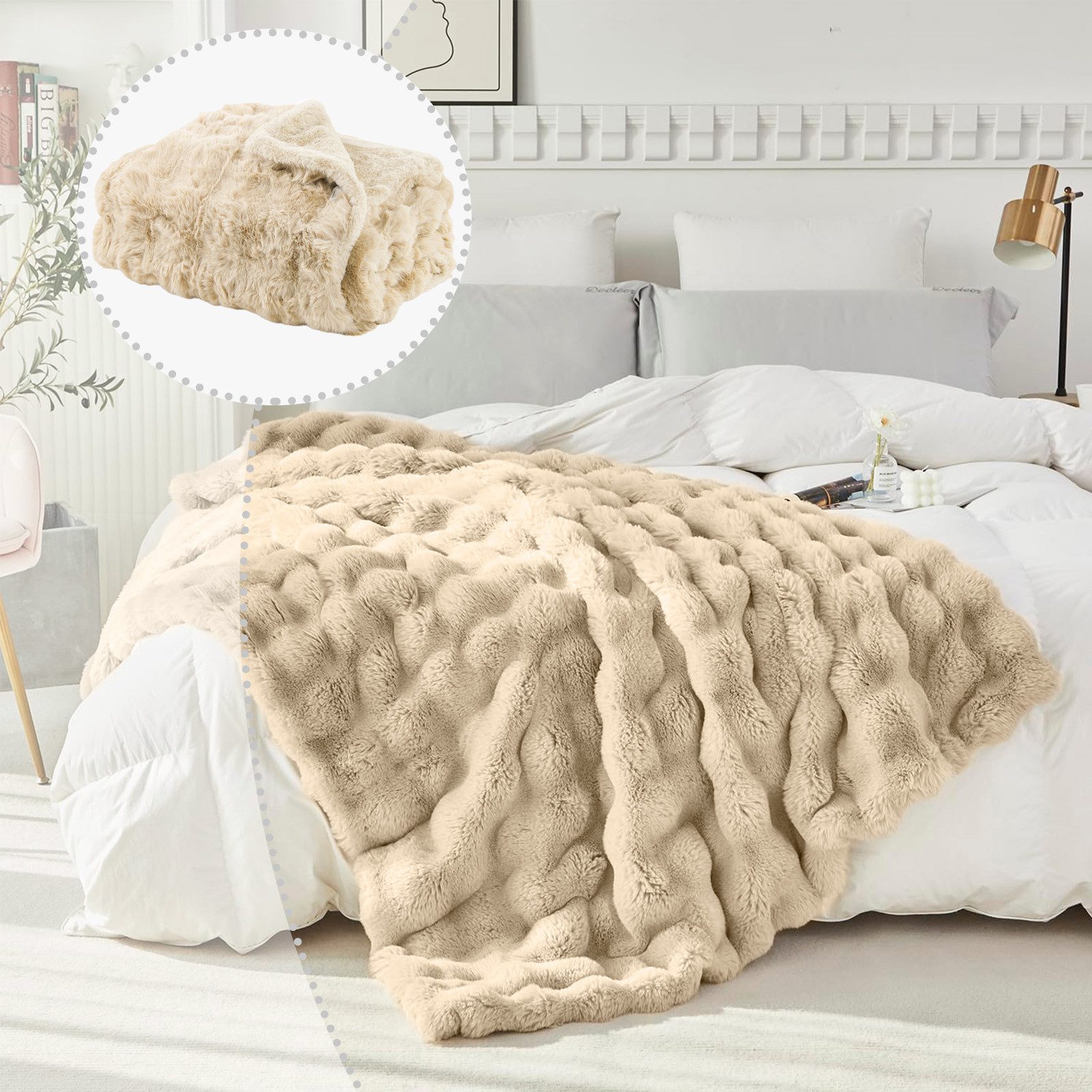 Wohndecke Sofadecke Welle Kuscheldecke Sofadecken Couchdecken, BTTO, Künstlich Kaninchenfell Felldecke Babydecke Kinderdecke