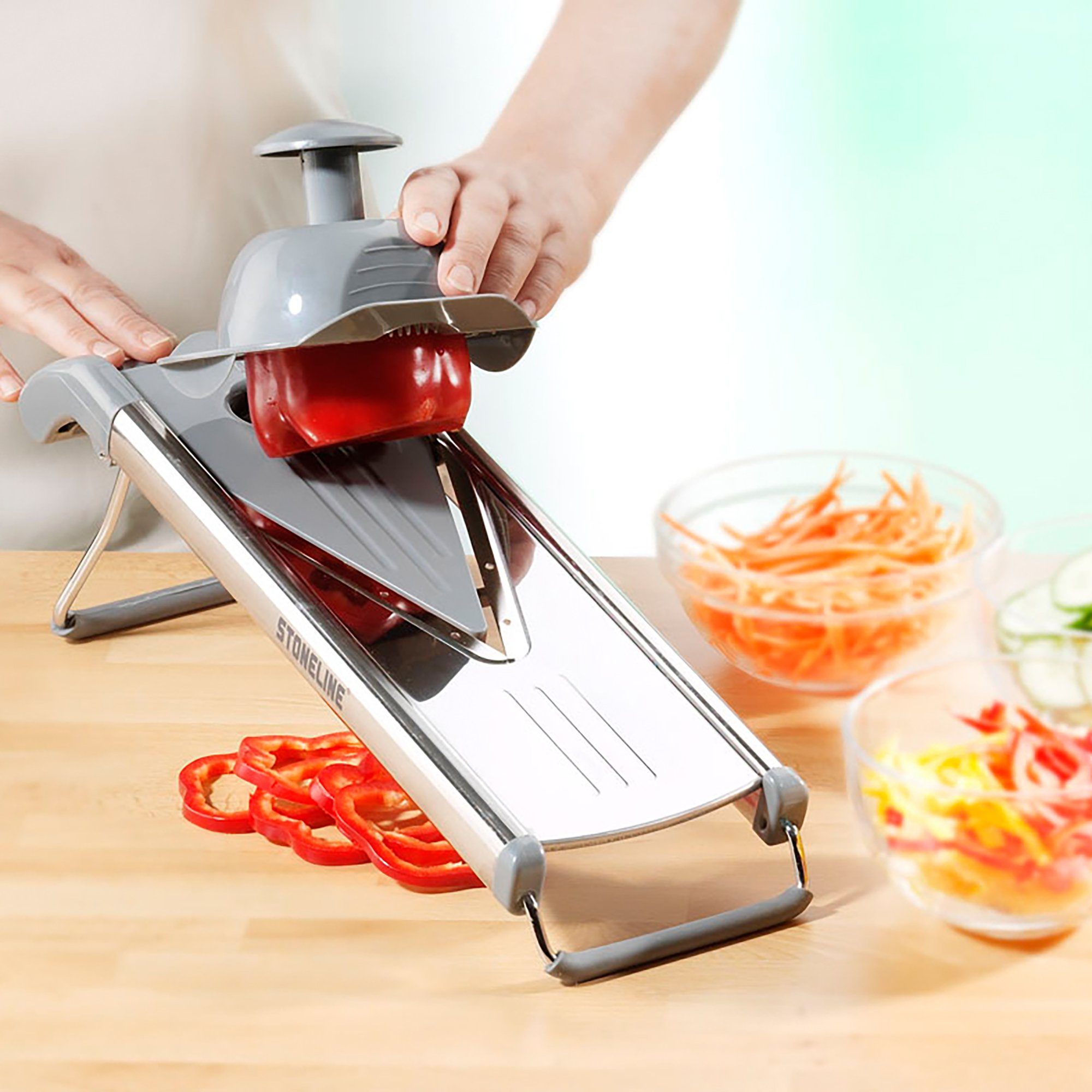 STONELINE Gemüsehobel, Edelstahl, (1-St), 6 Schneidmöglichkeiten, Klimaneutrales Produkt, Designed in Germany