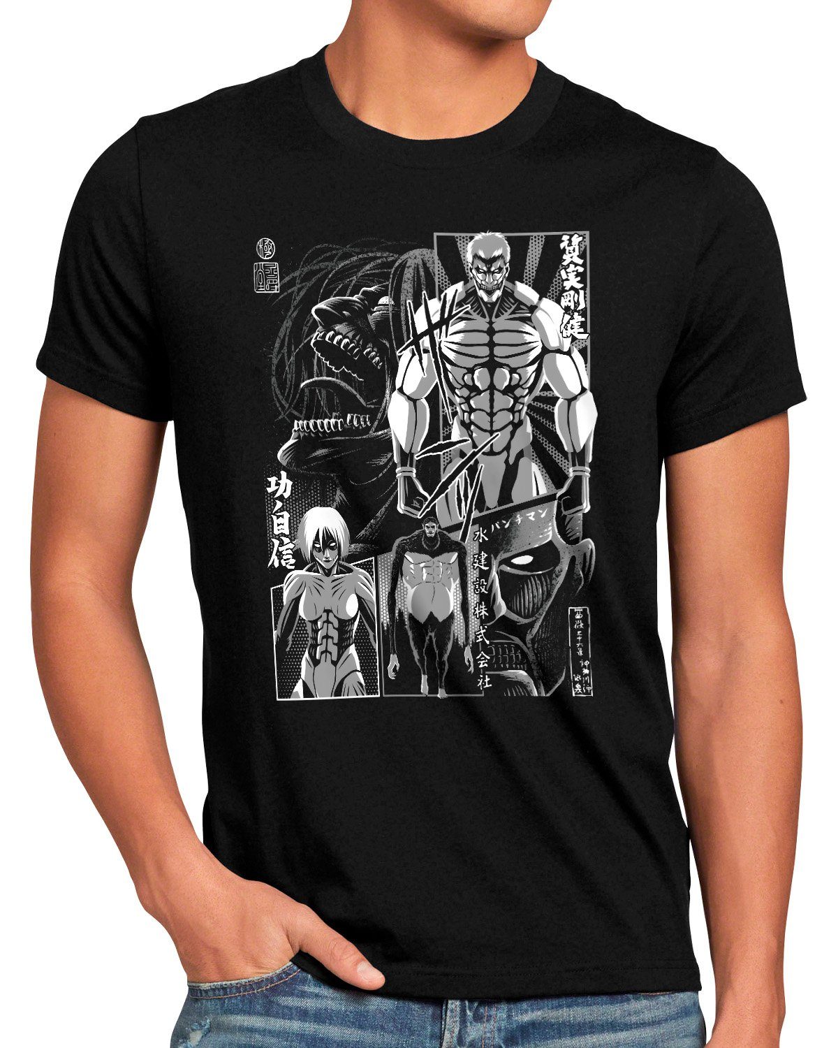 style3 Print-Shirt Herren T-Shirt Gigant Nippon titan anime japan on manga attack aot