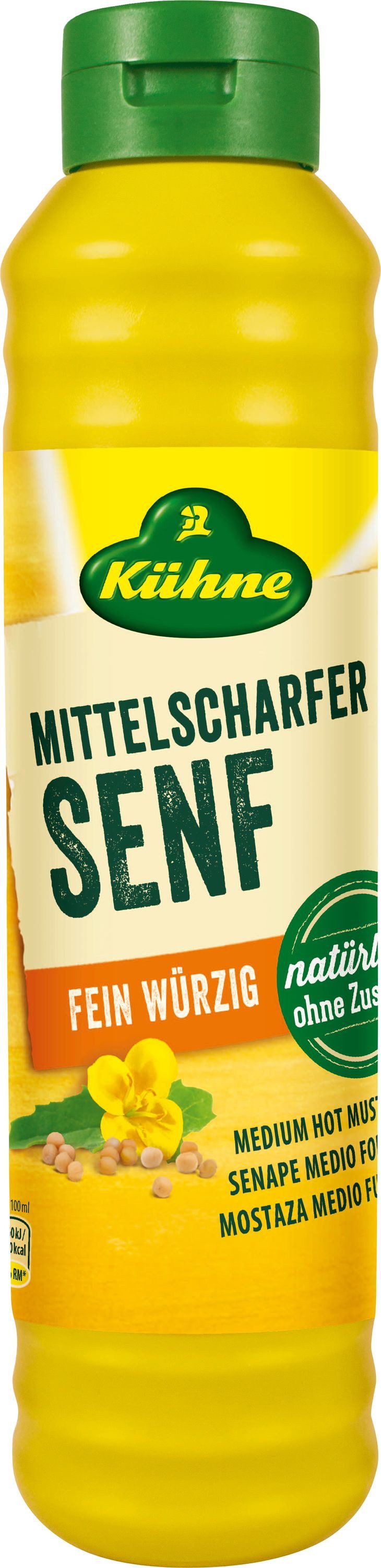 Kühne Saucen, Kuehne Mittelscharfer Senf klassisch cremig im Becher 875ml