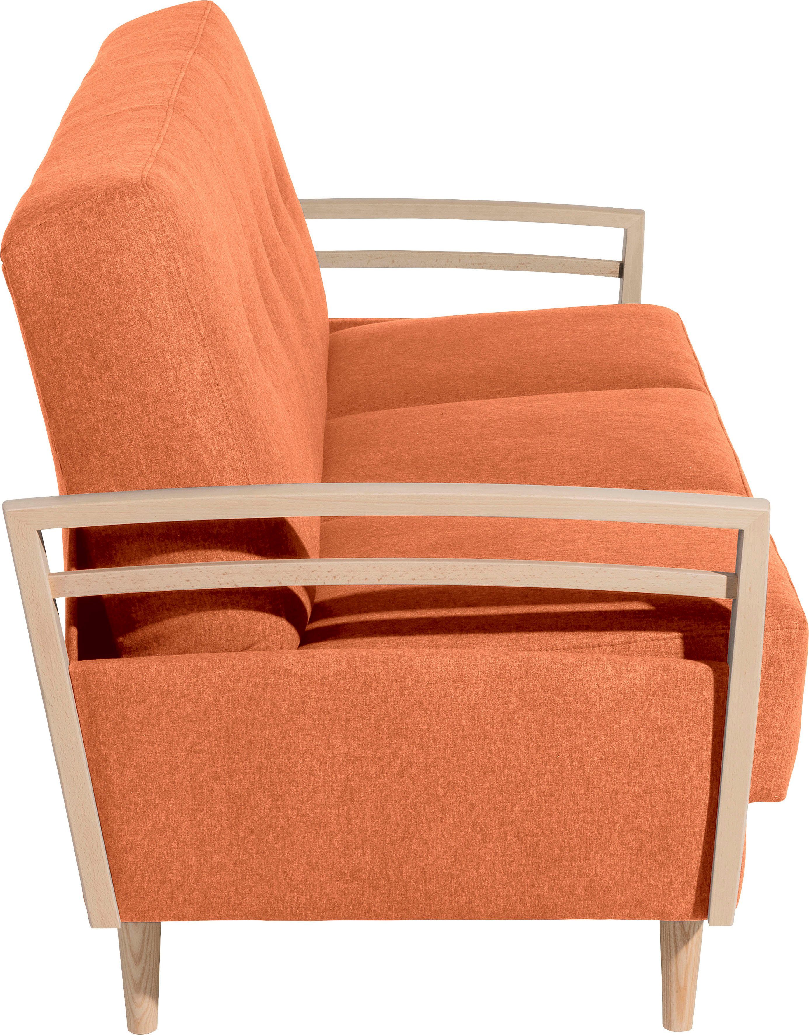 terracotta Schlafsofa Joost, Winzer® mit massiver Buche Max Seitenteilen aus