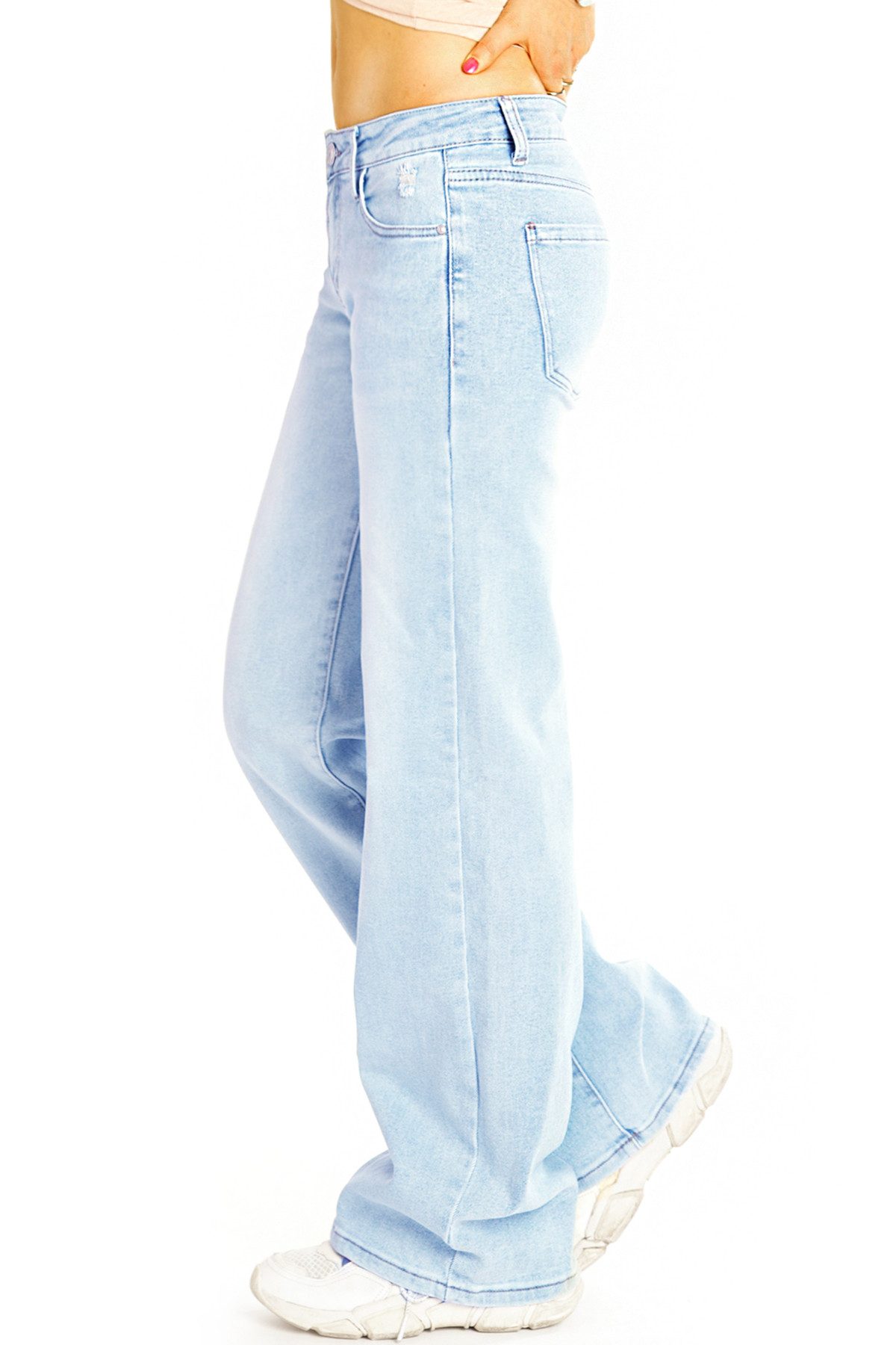 be styled Low-rise-Jeans Hüftige Bootcut Jeans destroyed Hüftjeans bequem low - Damen - j38k-1 mit Stretch-Anteil – Bild 4 von 5