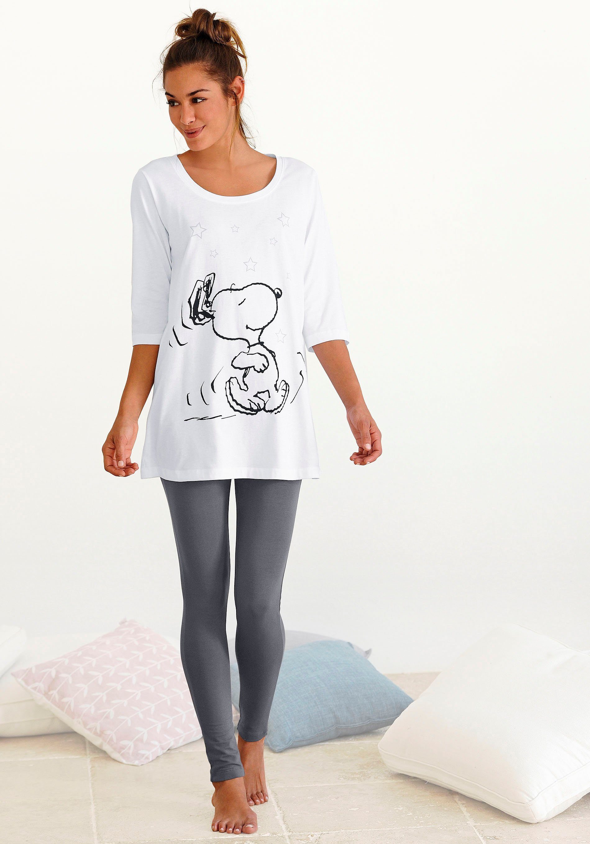 PEANUTS Pyjama (2 tlg) mit Leggings und legerem Shirt mit Snoopy Druck günstig online kaufen