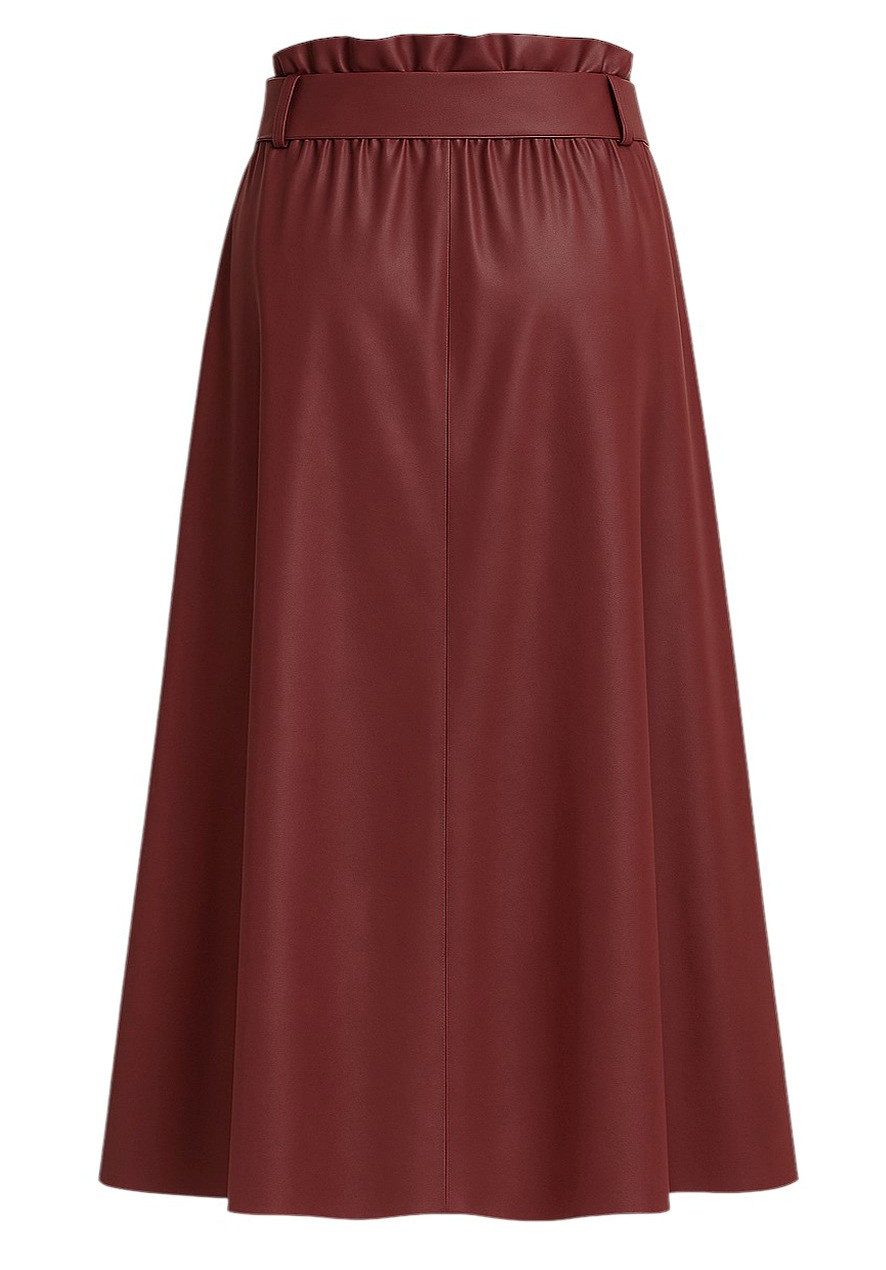 Mississhop Lederimitatrock Damen A-Linien Rock mit Gürtel – Kunstleder M.401