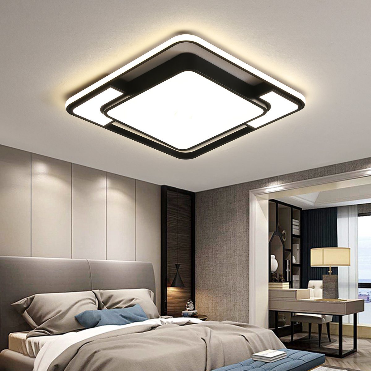 Fernbedienung Wohn Schlaf Zimmer Lampen LED Farbwechsler eckige Decken Leuchten 
