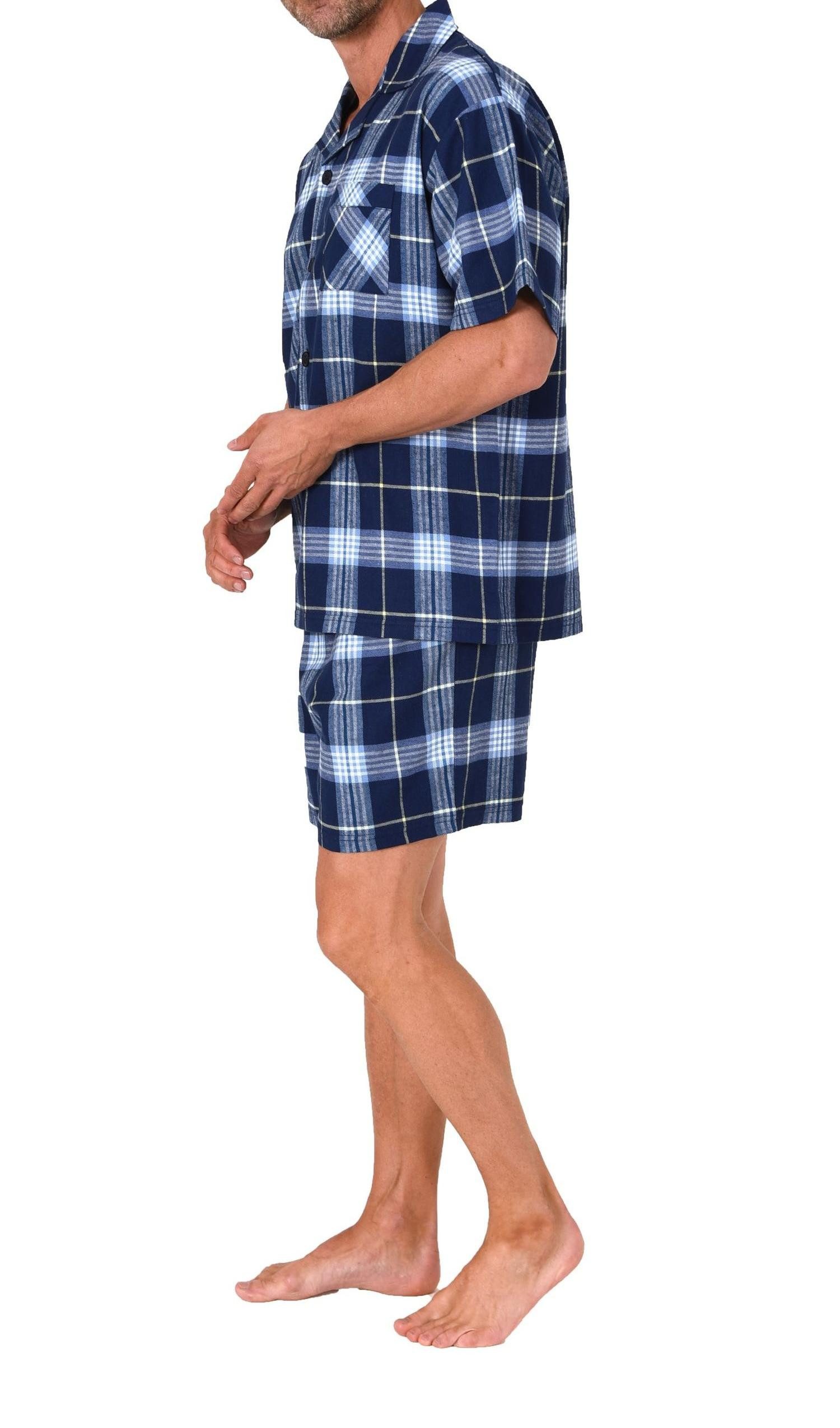 Normann Pyjama Normann Herren Flanell kurzarm Schlafanzug Shorty – auch in günstig online kaufen