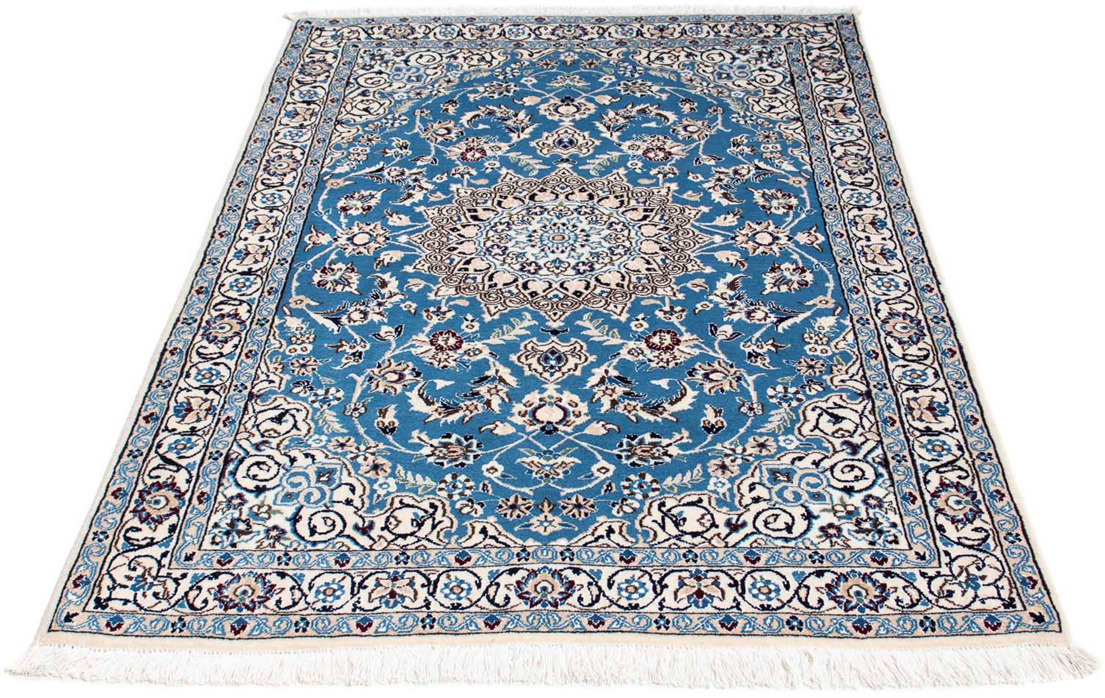 Orientteppich Perser - Nain - Royal - 172 x 112 cm - blau, morgenland, rechteckig, Höhe: 10 mm, Wohnzimmer, Handgeknüpft, Einzelstück mit Zertifikat