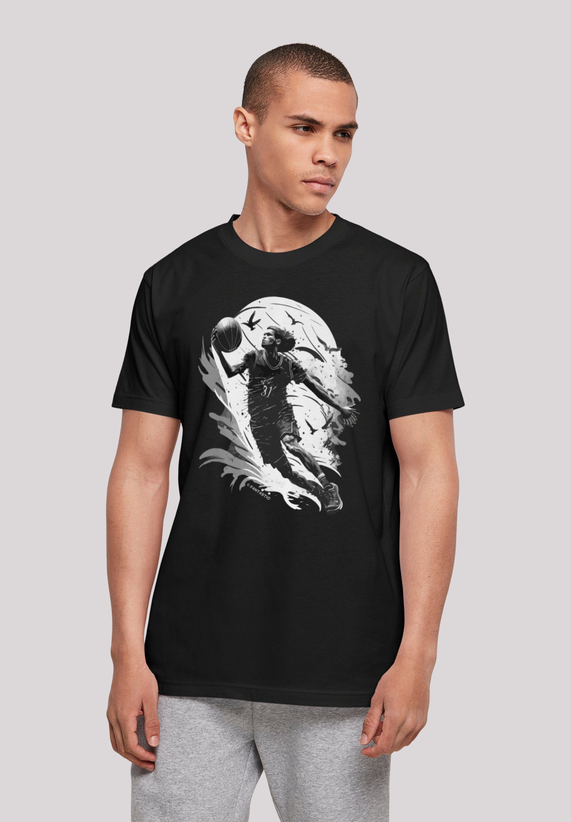 F4NT4STIC T-Shirt Basketball Spieler Print schwarz