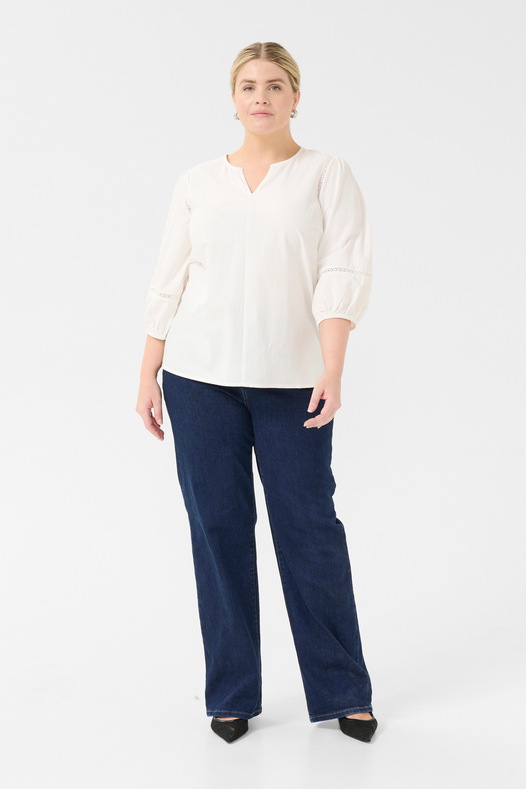 KAFFE Curve Langarmbluse Langarm-Bluse KClilje Große Größen