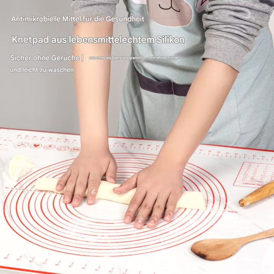 Montegoni Back-Set Hochwertige 40 x 50 cm Teigmatte Silikon Knetmatte, (1 x Hochwertige 40 x 50 cm große weiße und rote Silikon-Knetmatte), Antihaft-Backmatte f – Bild 3 von 5