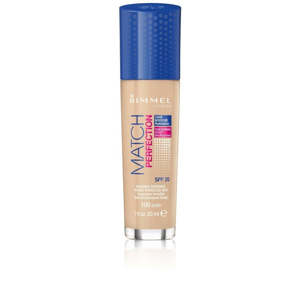Rimmel London Foundation Match Perfection Foundation Spf20 100 Ivory 30ml