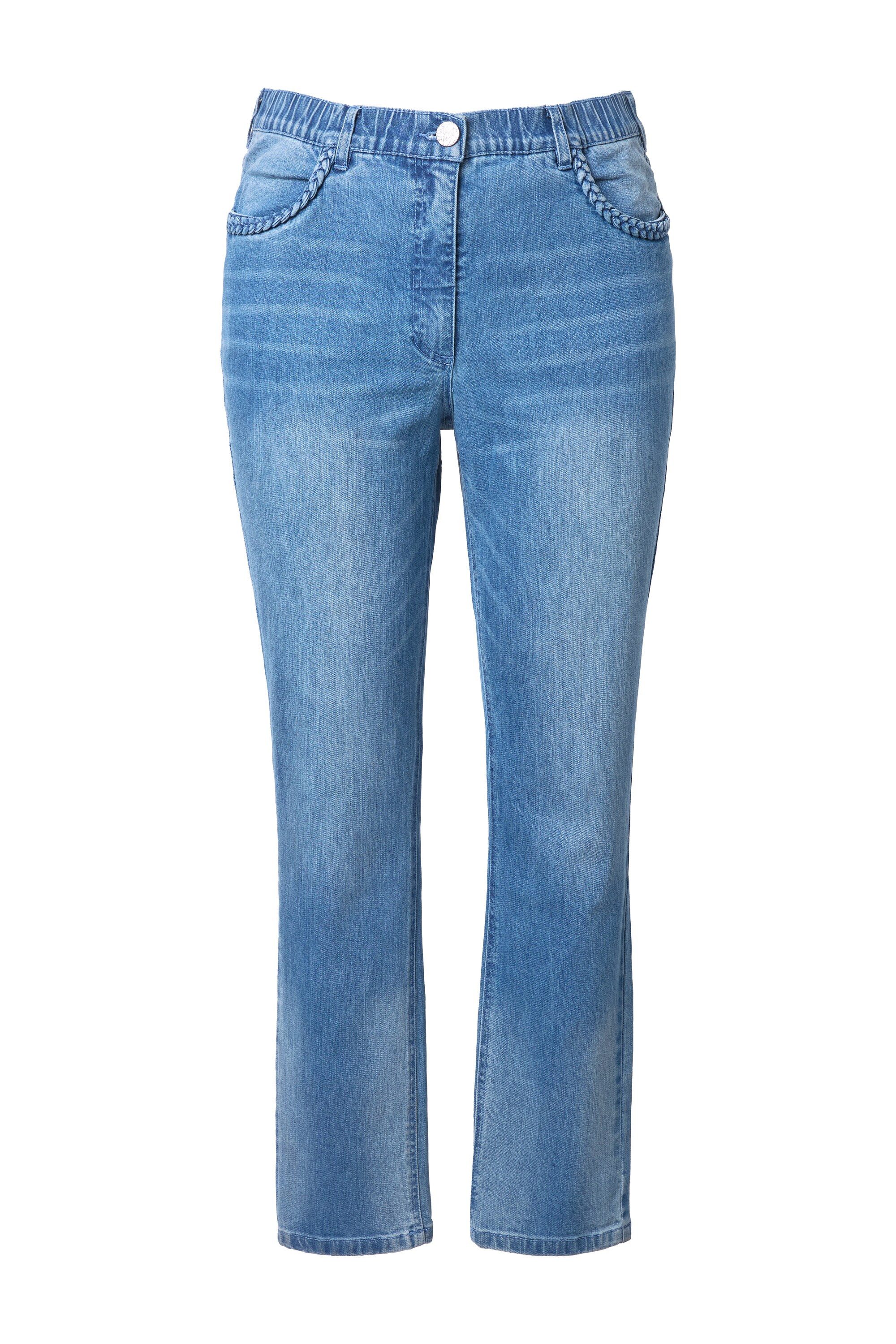 Regular-fit-Jeans Jeans Mia schmales gerades Bein Flechtdetail