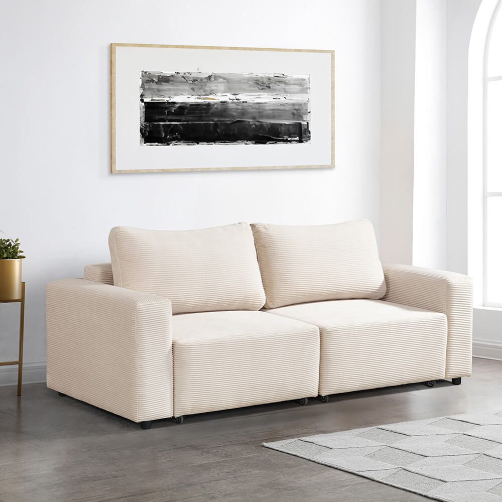 HOME DELUXE Schlafsofa Modulares Schlafsofa VINA S - 295 x 92 x 85 cm, ausziehbare Liegefläche, Cordsofa, kleines Sofa, 2-Sitzer