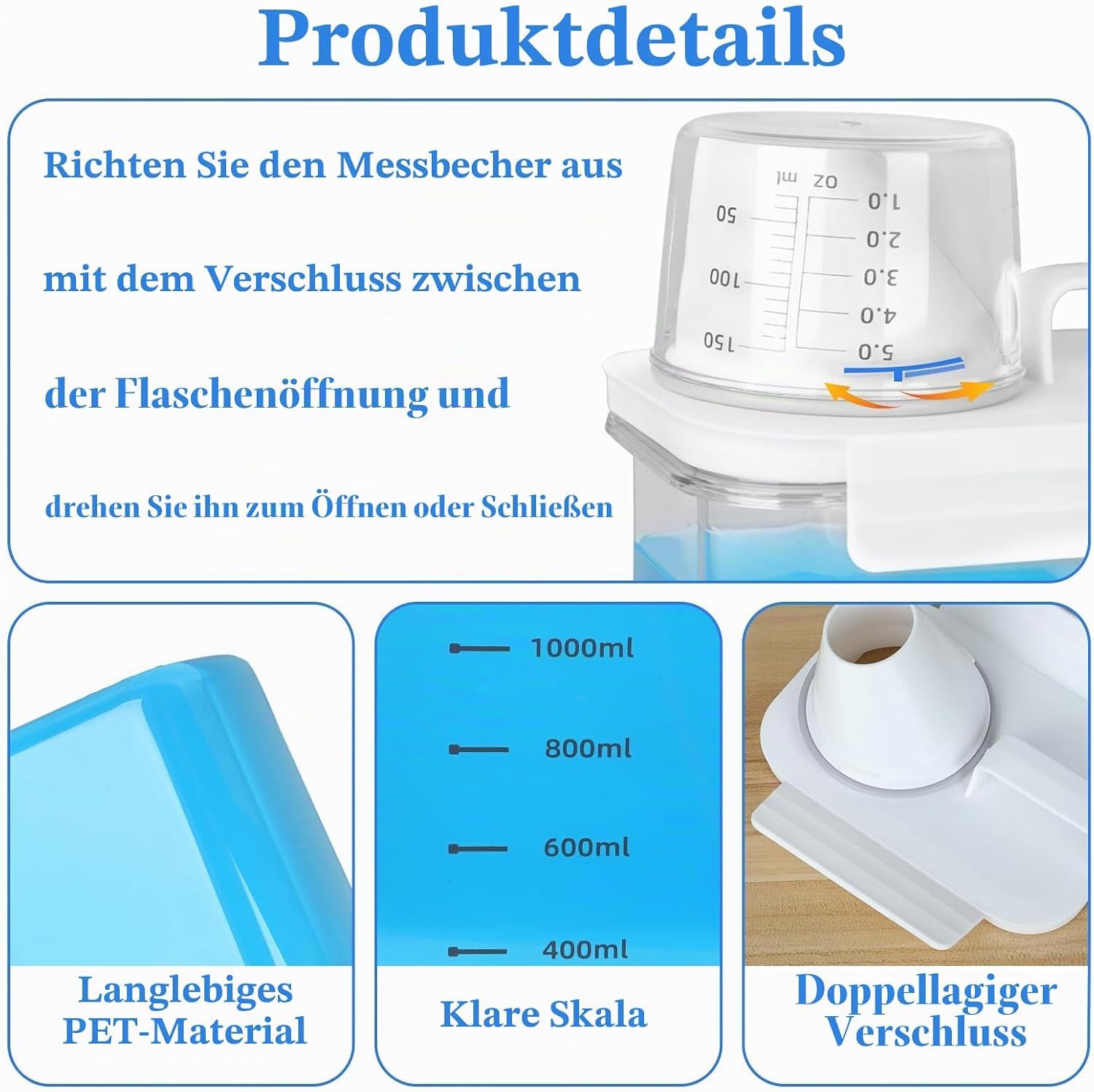 LEMLIT Aufbewahrungsbox 2 Stück 1800ML Luftdichter Waschmittelspender mit Messbecher (2 Stück, 2 St., 1800ML), Waschmittelbox Vorratsbehälter für Waschmittel Wa – Bild 5 von 5