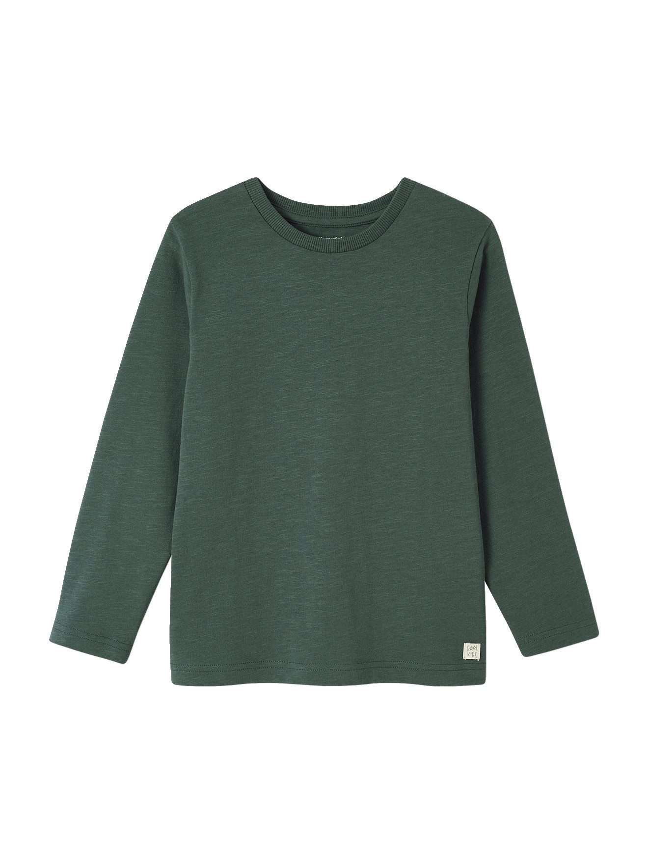 vertbaudet Langarmshirt Jungen Langarmshirt BASIC Zierlabel am Saum