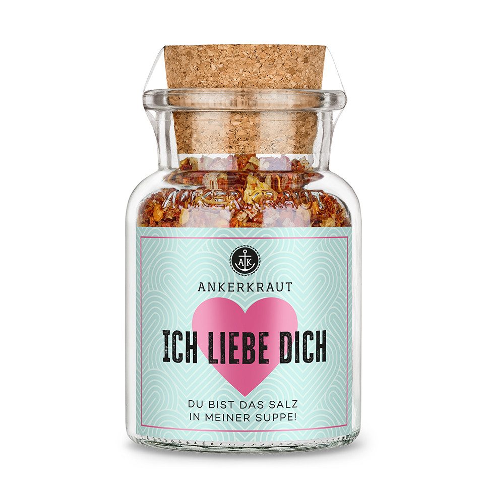 Ankerkraut Gewürz "Ich liebe dich" Geschenk, 70g im Korkenglas, Ankerkraut Speisesalz-Zubereitung