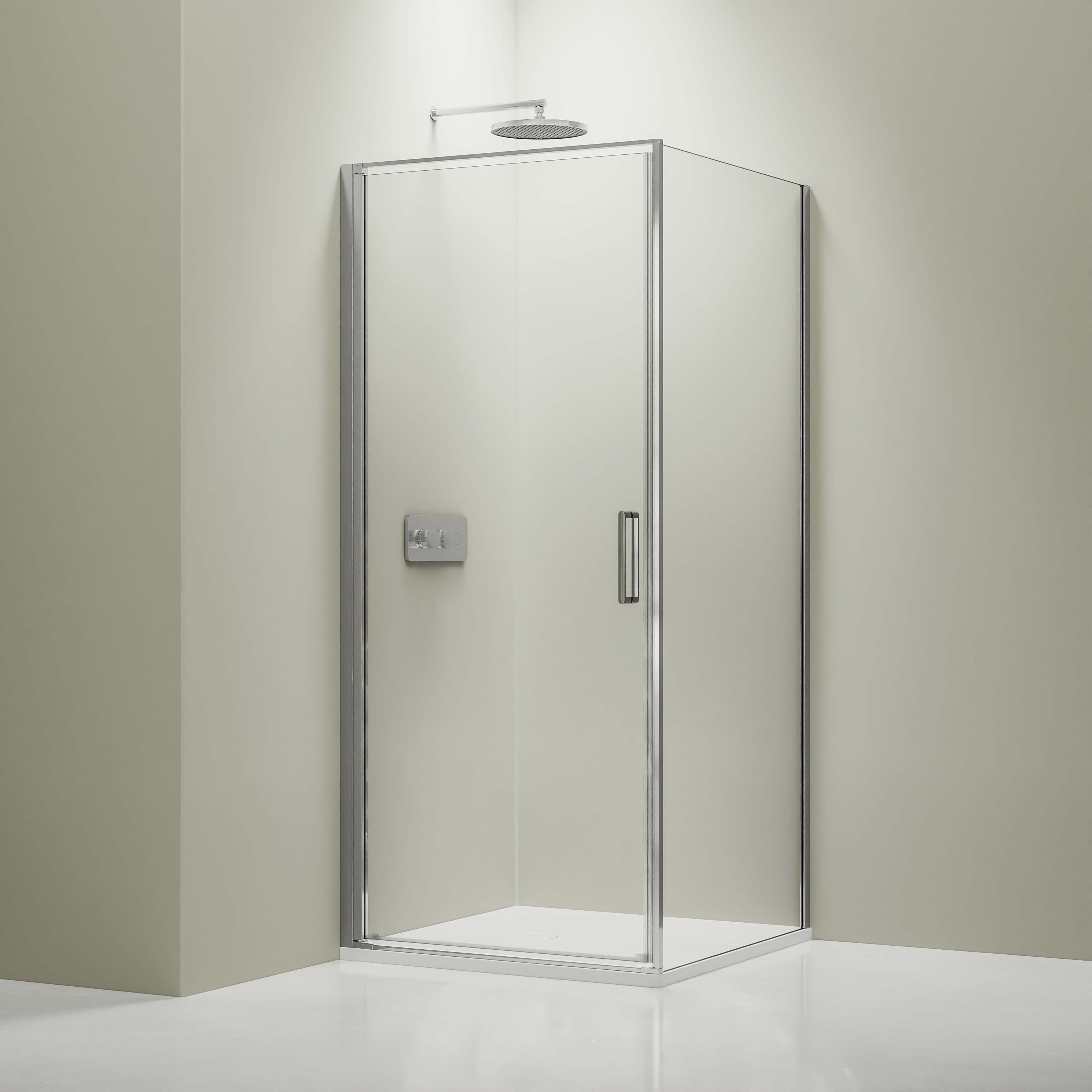 Bernstein Eckdusche NT416 100x80 cm Chrom, BxT: 100x80 cm, Drehtür 100cm Seitenwand 80cm Chrom 8mm Nano