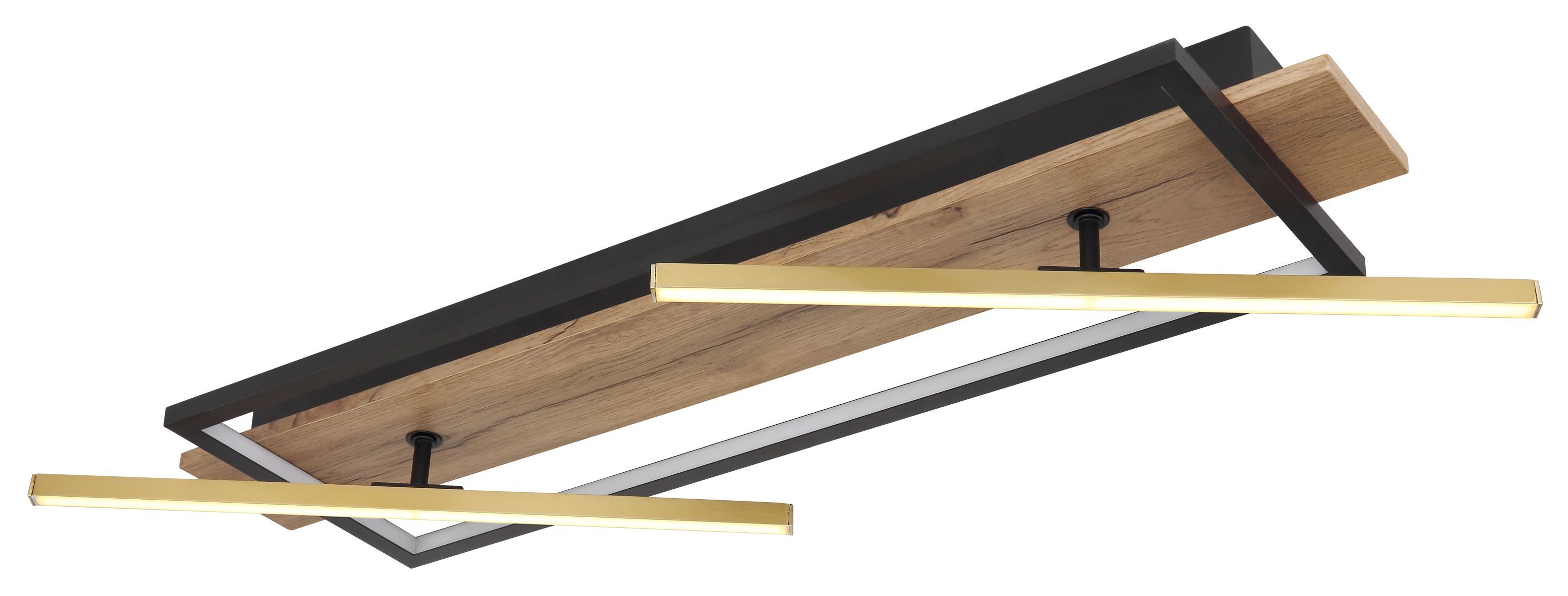 bmf-versand Deckenleuchte Deckenleuchte Wohnzimmer LED Deckenlampe Flur Holz Optik Modern, Memoryfunktion, LED fest integriert, Warmweiß, Messing Farben