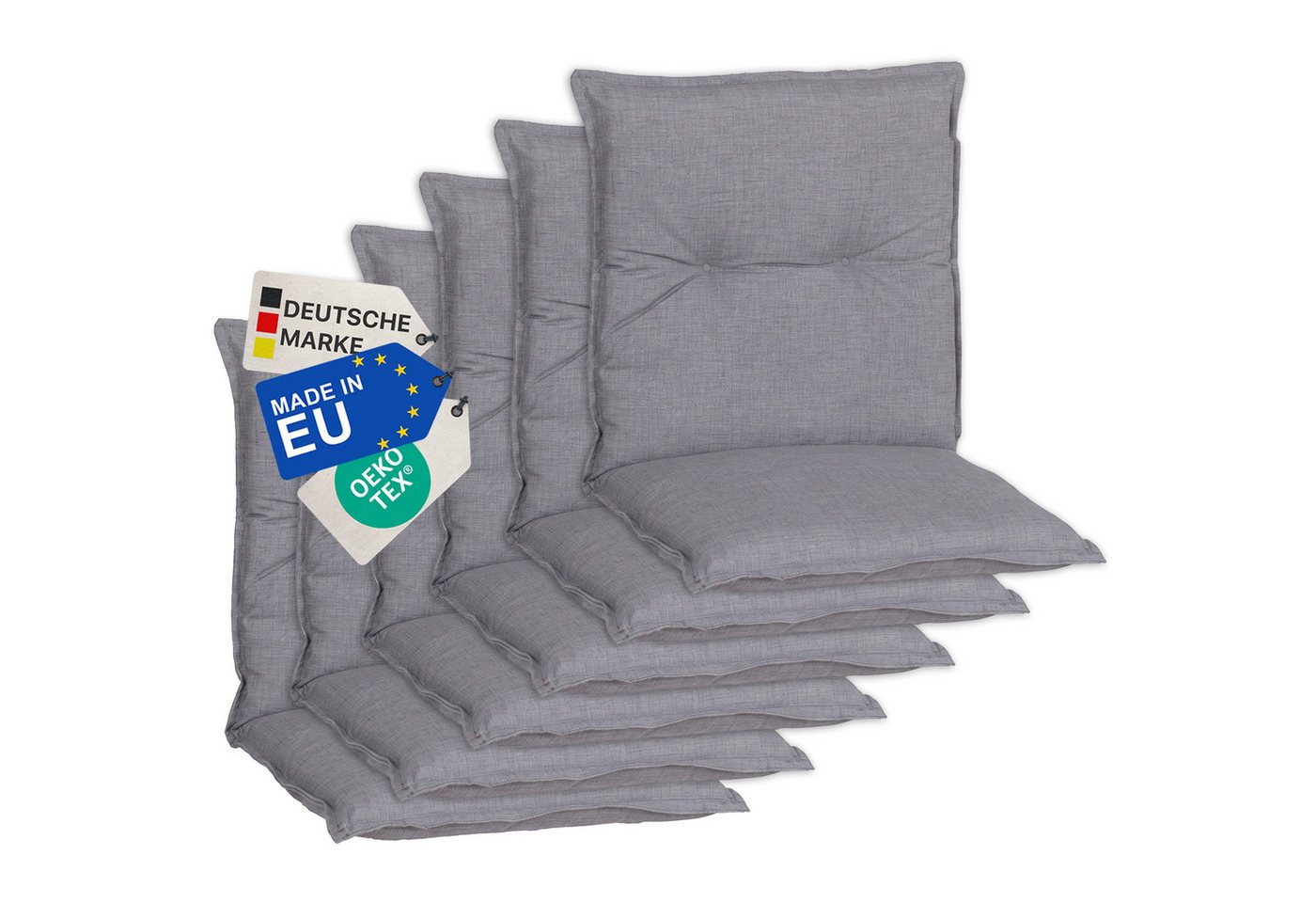 NYVI Sitzauflage Niedriglehner Auflagen 6er Set Barcelona Gartenstuhlauflagen 100x50cm, (6 St), Niederlehner Stuhlauflage Sitzauflage mit Halteband