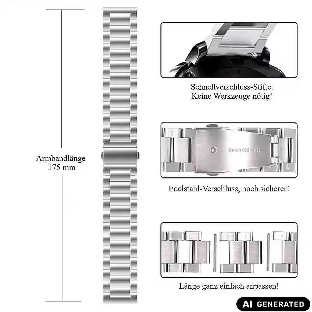 Ware aus aller Welt Uhrenarmband Elegantes Edelstahl - Uhrenarmband – hochwertiges Ersatzband für Uhren
