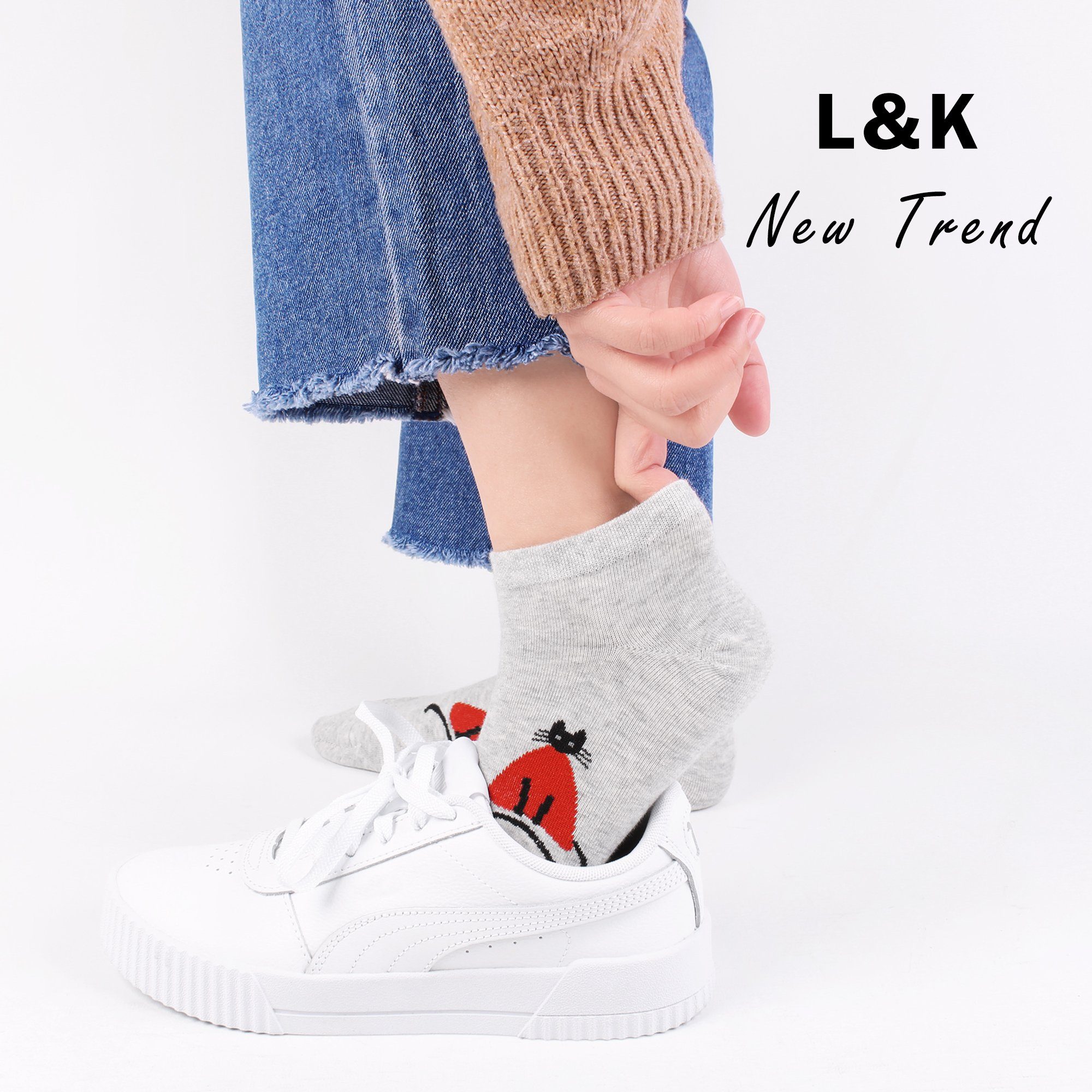 Libella Sneakersocken 2125-2157 (12er-Pack) 12 Paar Sneaker Socken mit Katze-Motiv uni Farbe – Bild 3 von 5
