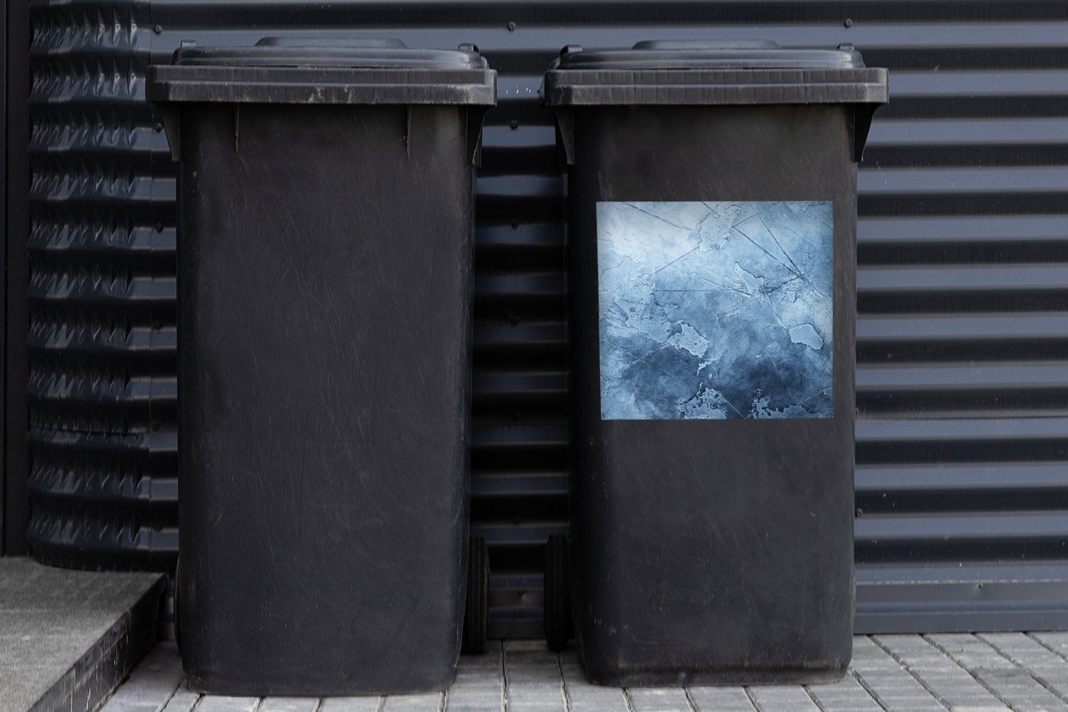 Container, St), Mülltonne, Steine (1 - MuchoWow Wandsticker Abfalbehälter Sticker, - Mülleimer-aufkleber, Schiefer Retro