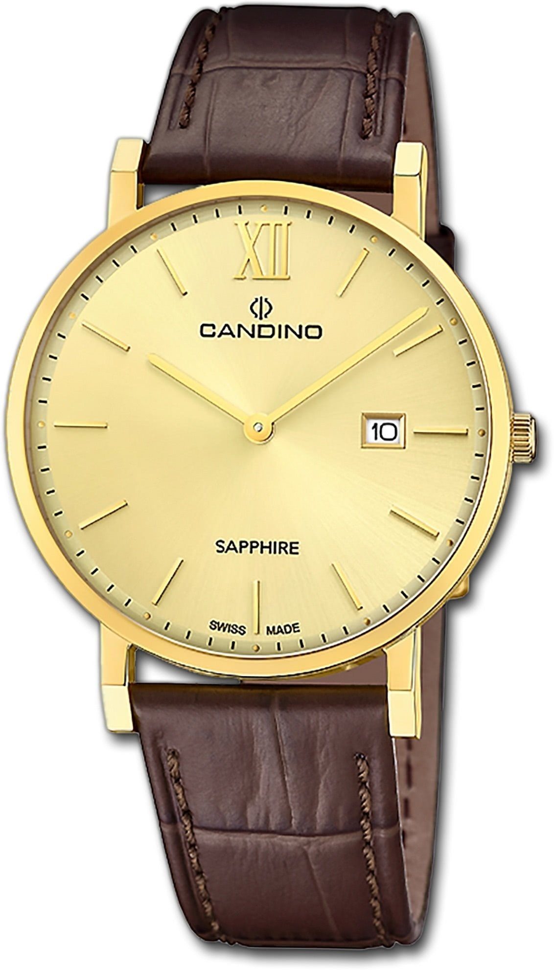 Candino Quarzuhr Candino Herrenuhr Classic, (Analoguhr), Herren Armbanduhr rund, Edelstahlarmband dunkelbraun