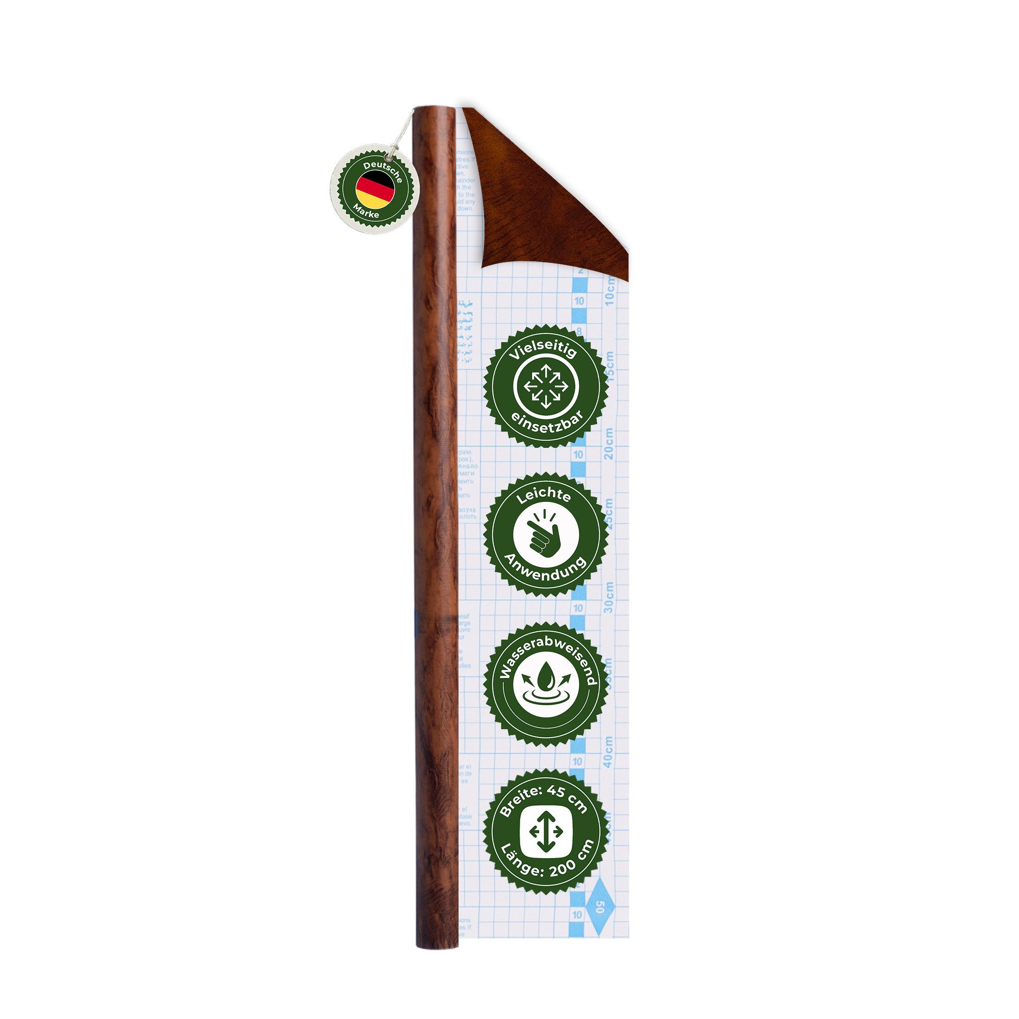 Veluxis Möbelfolie Veluxis® Möbelfolie für Küche & Bad, (1St), selbstklebend & reißfest – wasserfest & hitzebeständig