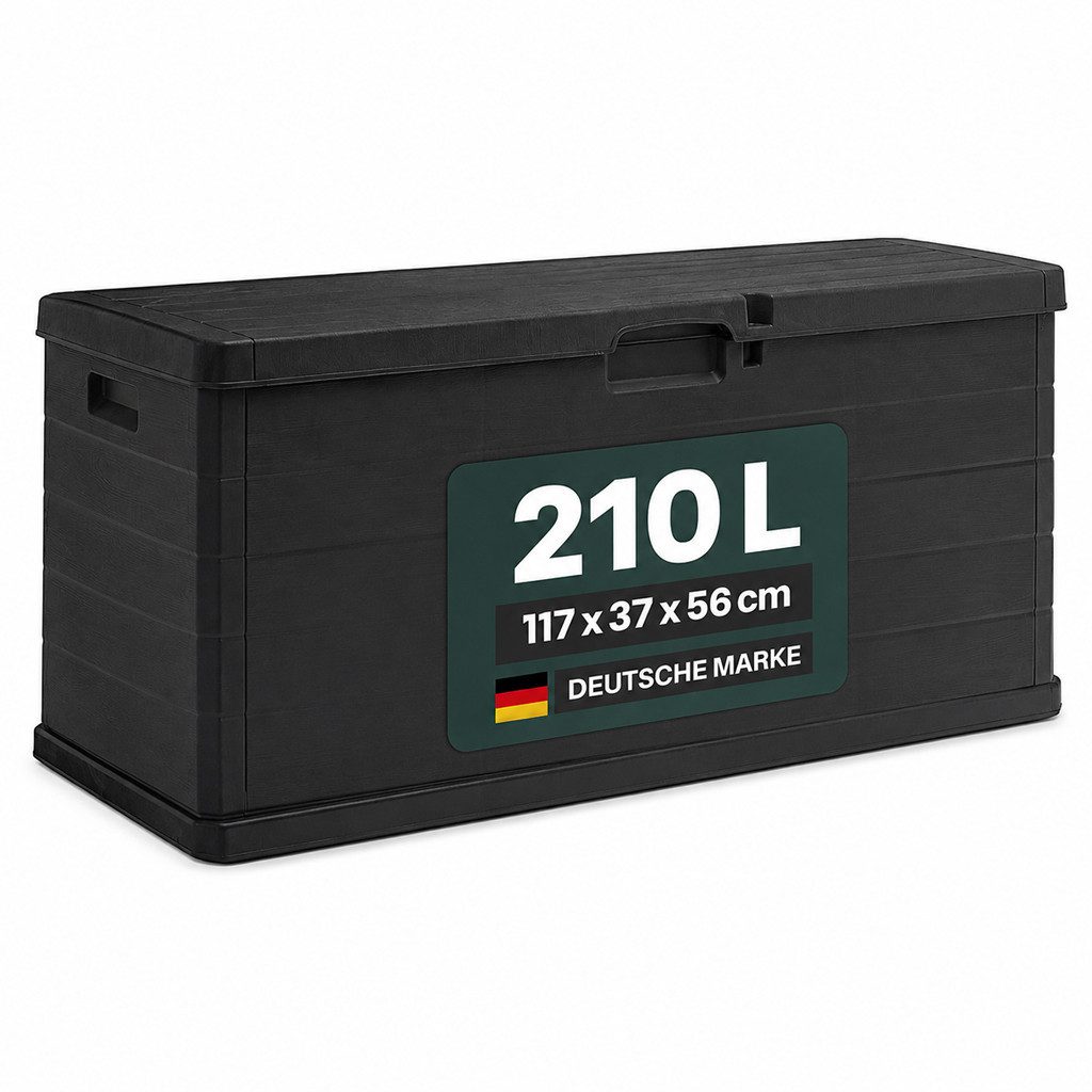 KreLeo Kissenbox 210 Liter in Holz Optik, in Anthrazit aus Kunststoff