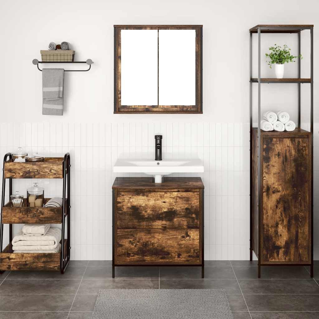 vidaXL Badezimmer-Set 2-tlg. Badmöbel-Set Räuchereiche Holzwerkstoff, günstig online kaufen