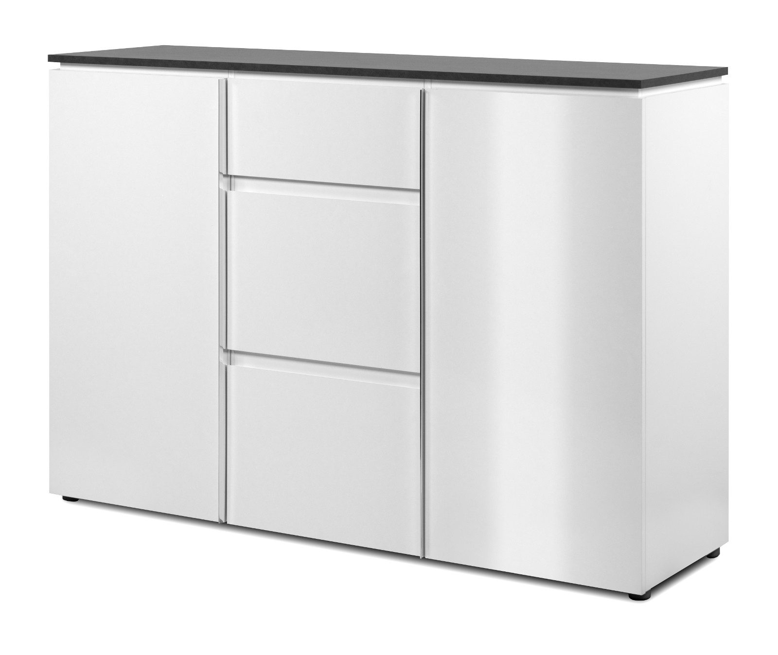 Furn.Design Kommode Briec (Sideboard in weiß glänzend mit grau, 133 x 92 cm), Seidenglanz