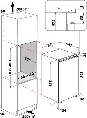 BAUKNECHT Einbaukühlschrank KSI 9VF2E, 87,5 cm hoch, 54 cm breit