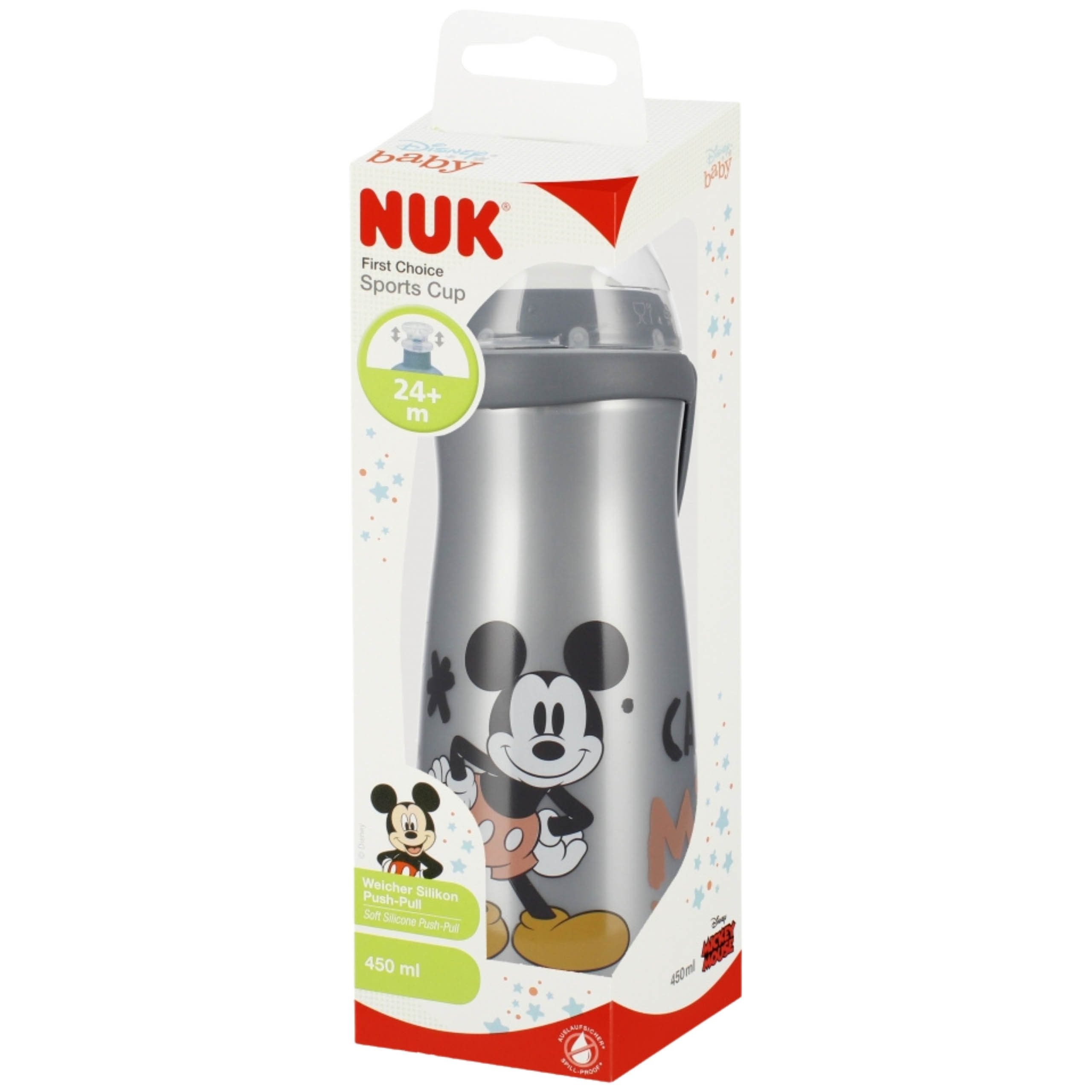 Disney Mickey Mouse Trinkflasche DISNEY Mickey Mouse Wasserflasche mit Mundstück, 450 ml