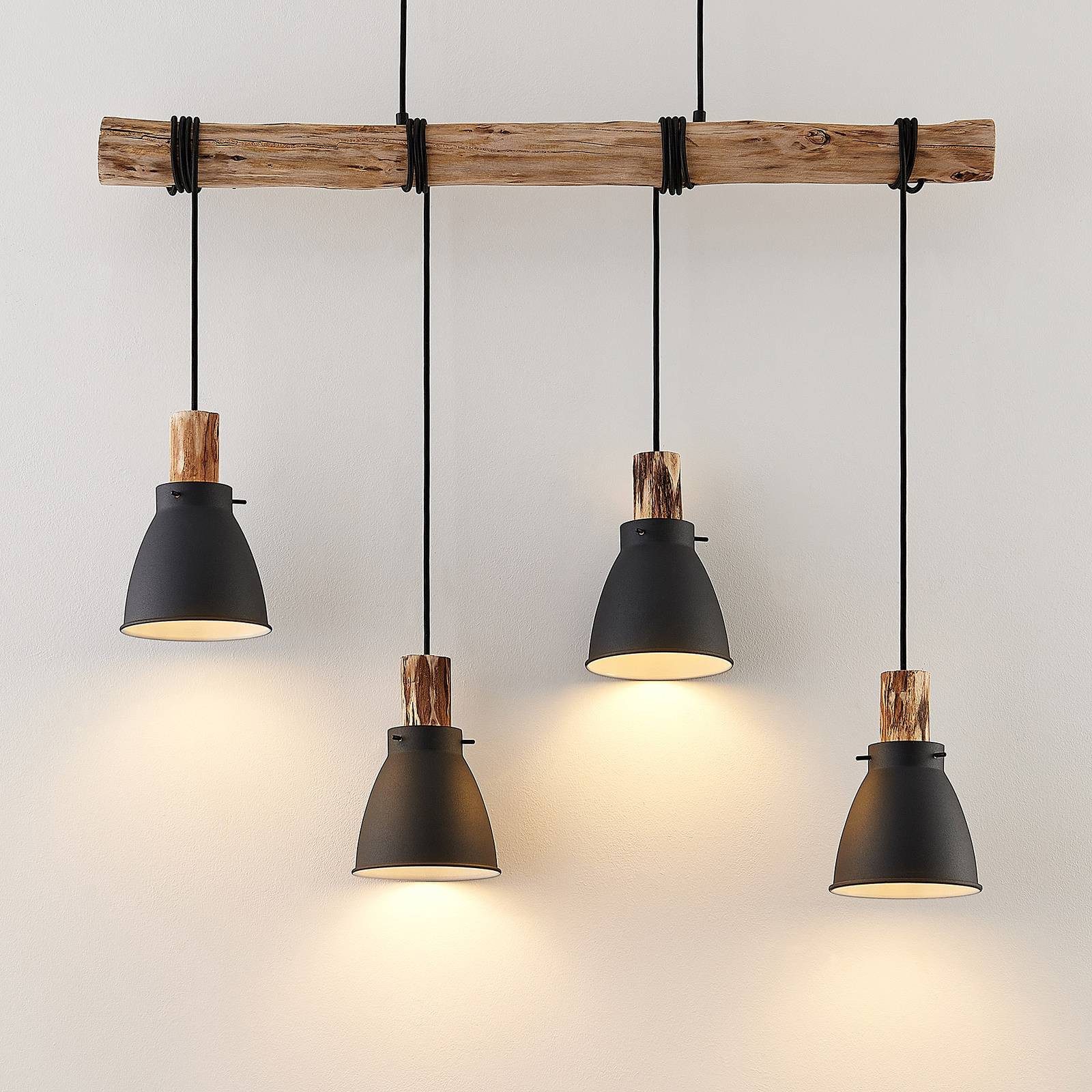 Lindby Hängeleuchte Trebale, Metall, Schwarz IP20, 4 x 8 W
