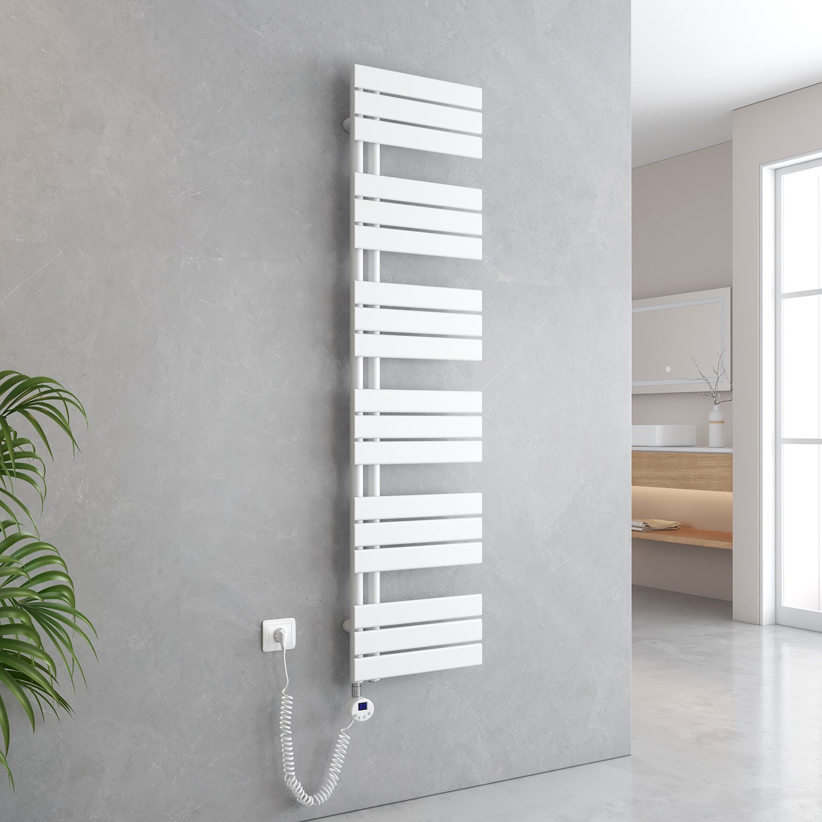 Heizstab Thermostat, Handtuchtrokner Panel inkl Elektrischer EMKE timer Paneelheizkörper mit mit Handtuchwärmer Handtuchhalter