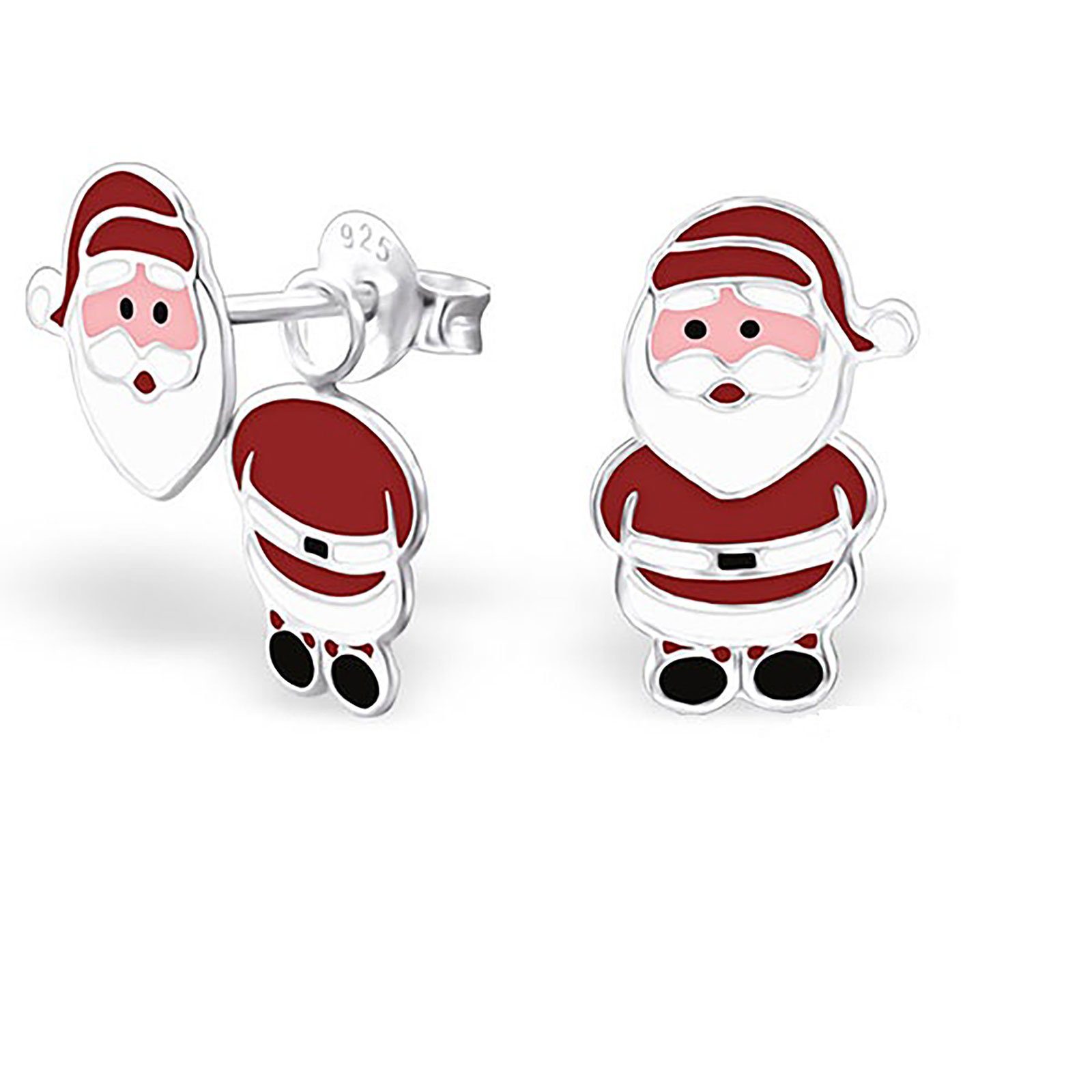 Monkimau Paar Ohrhänger Weihnachtsmann Ohrringe aus 925 Silber (Packung)