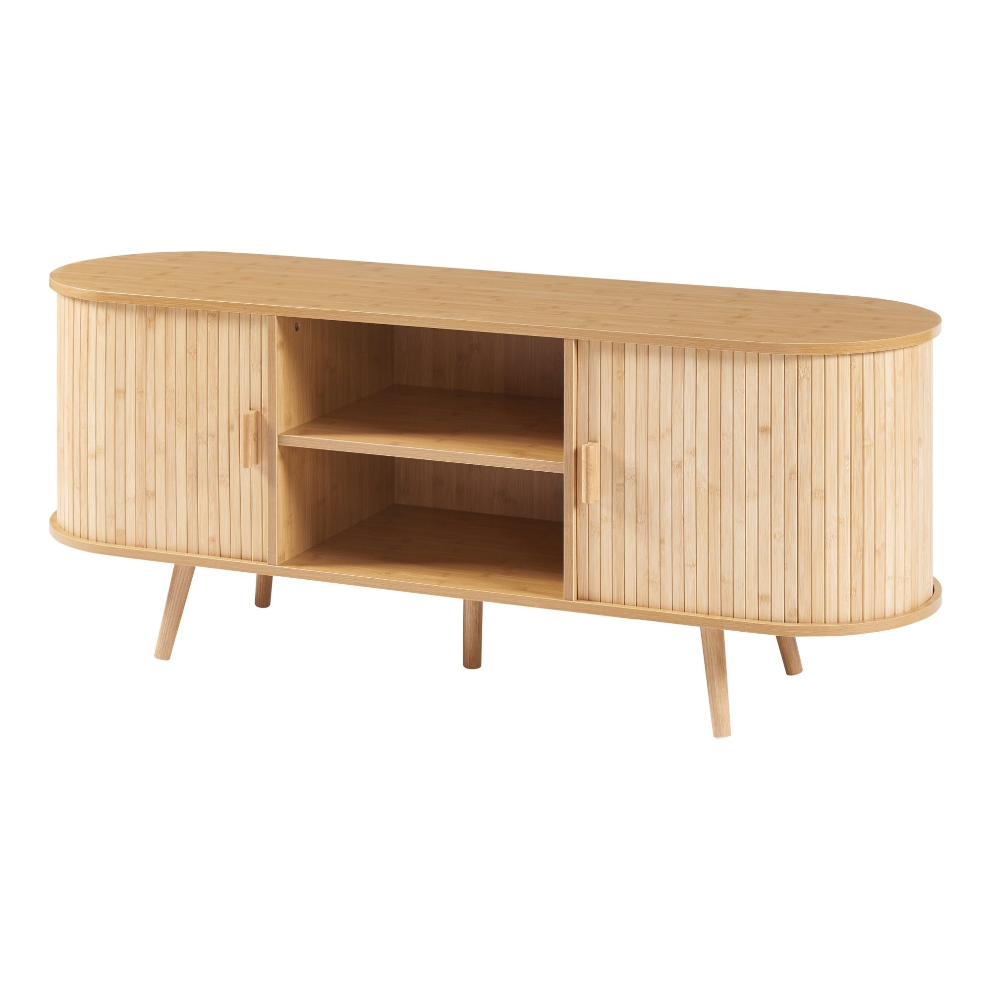 en.casa Sideboard, »Nordkapp« mit 2 Türen 140 x 40 x 56 cm Holz Bambus günstig online kaufen