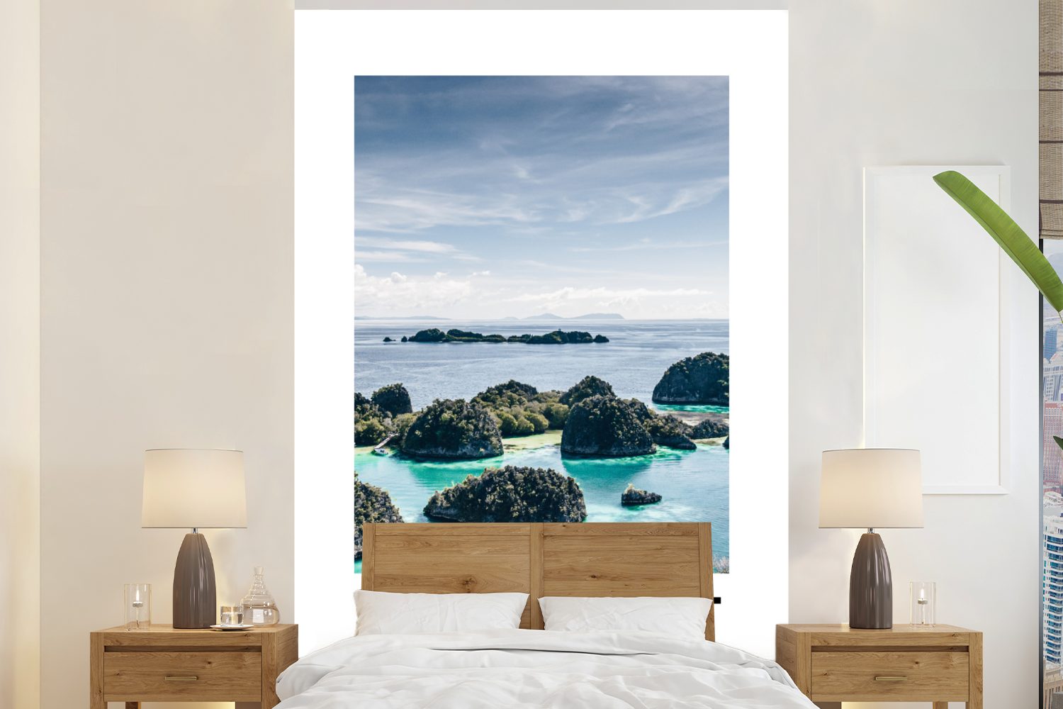 MuchoWow Fototapete Indonesien - Meer - Insel, Matt, bedruckt, (3 St), Montagefertig Vinyl Tapete für Wohnzimmer, Wandtapete