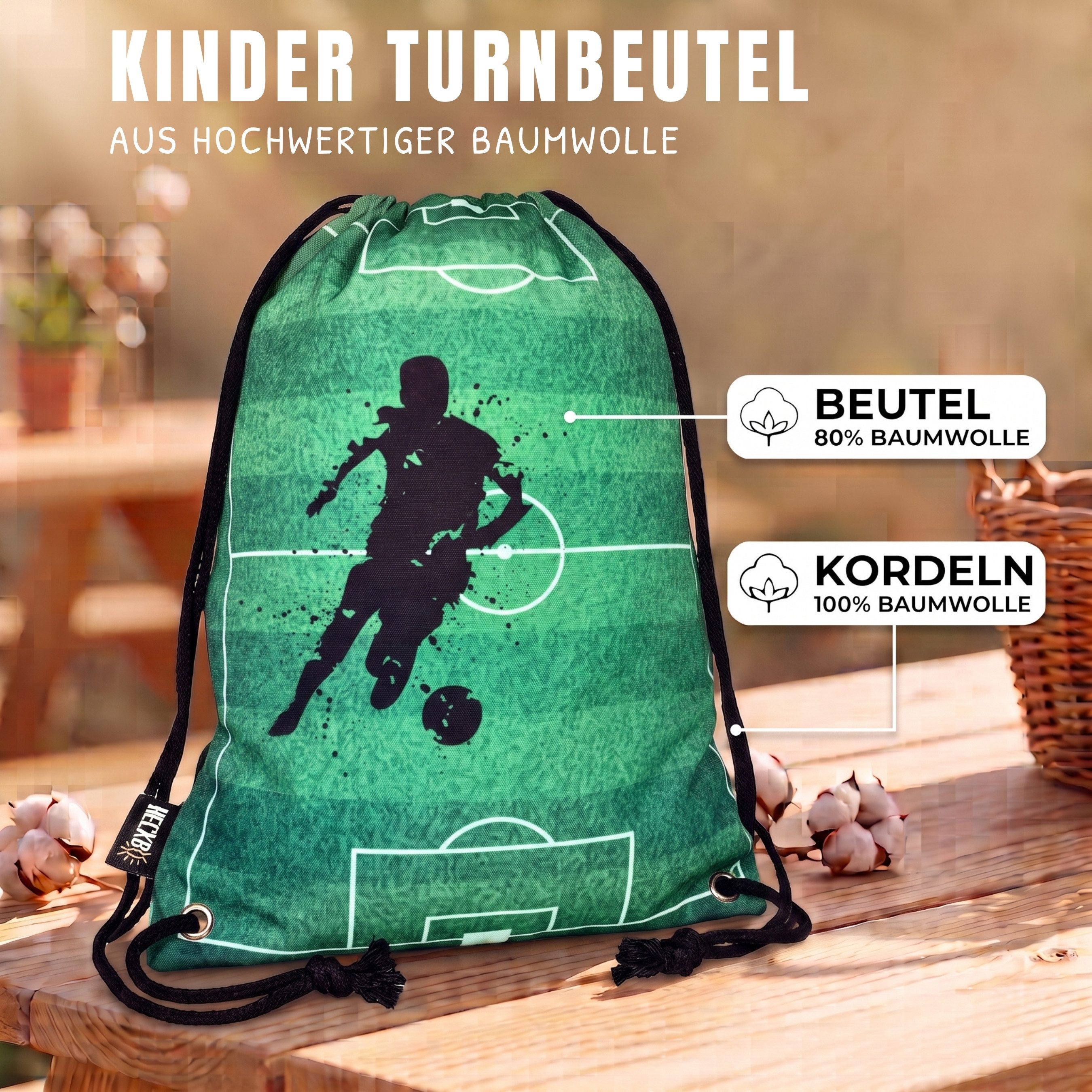 HECKBO Turnbeutel Kinder Turnbeutel 80% Baumwolle verschiedene Motive – Bild 2 von 5