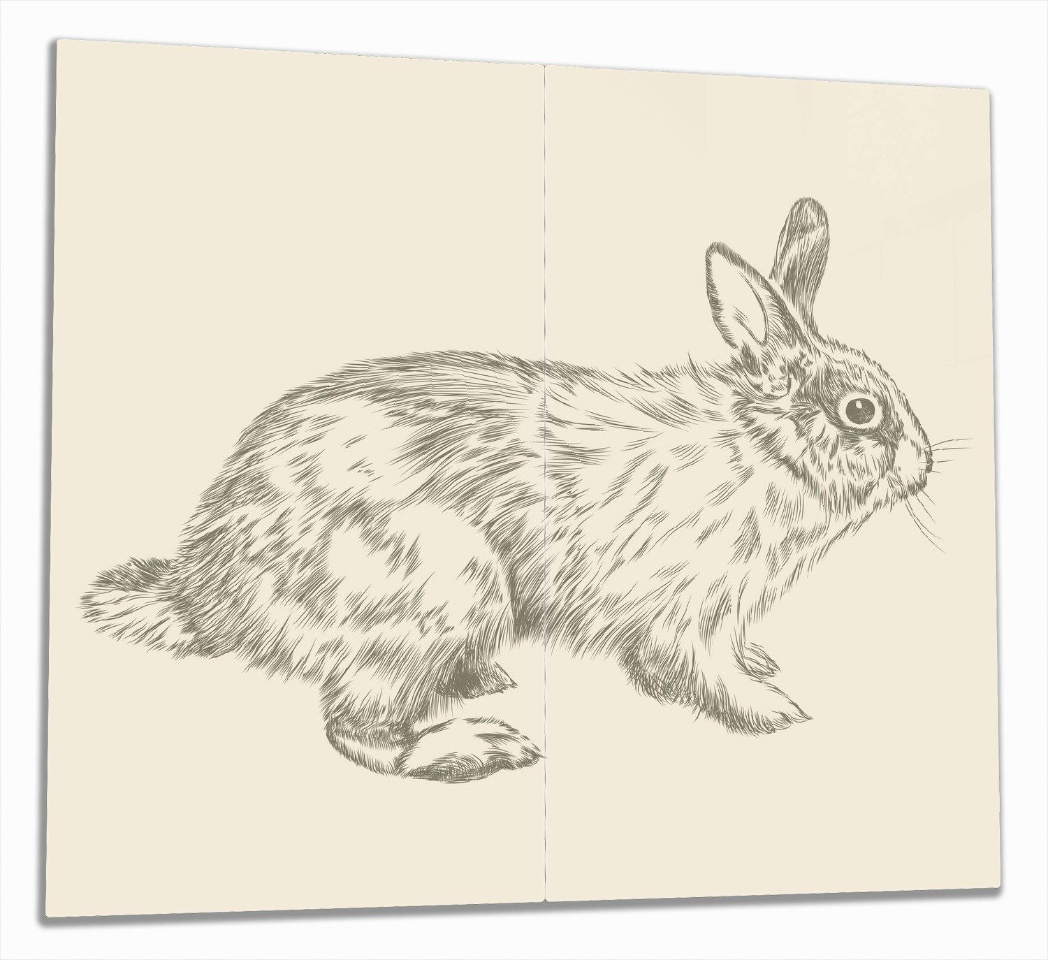 Wallario Herd-Abdeckplatte Hase als illustrierte Bleistiftzeichnung, ESG-Sicherheitsglas, (Glasplatte, 2 tlg., inkl. 5mm Noppen), verschiedene Größen