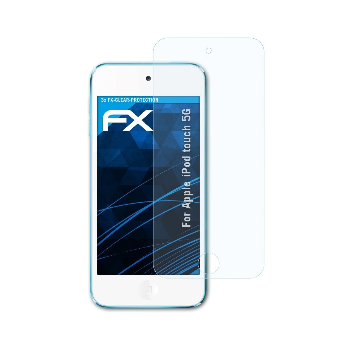 3x Premium-Schutzfolie kratzfest Apple iPod Touch 5 3-lagig blasenfrei 5G 