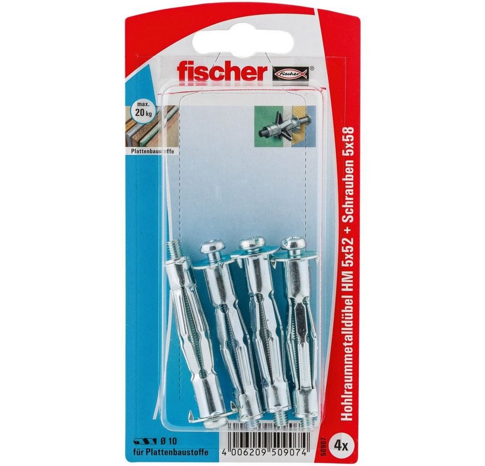 Thumbnail - fischer Schrauben- und Dübel-Set Fischer Hohlraumdübel aus Metall 5.0 x 52 mm - 4