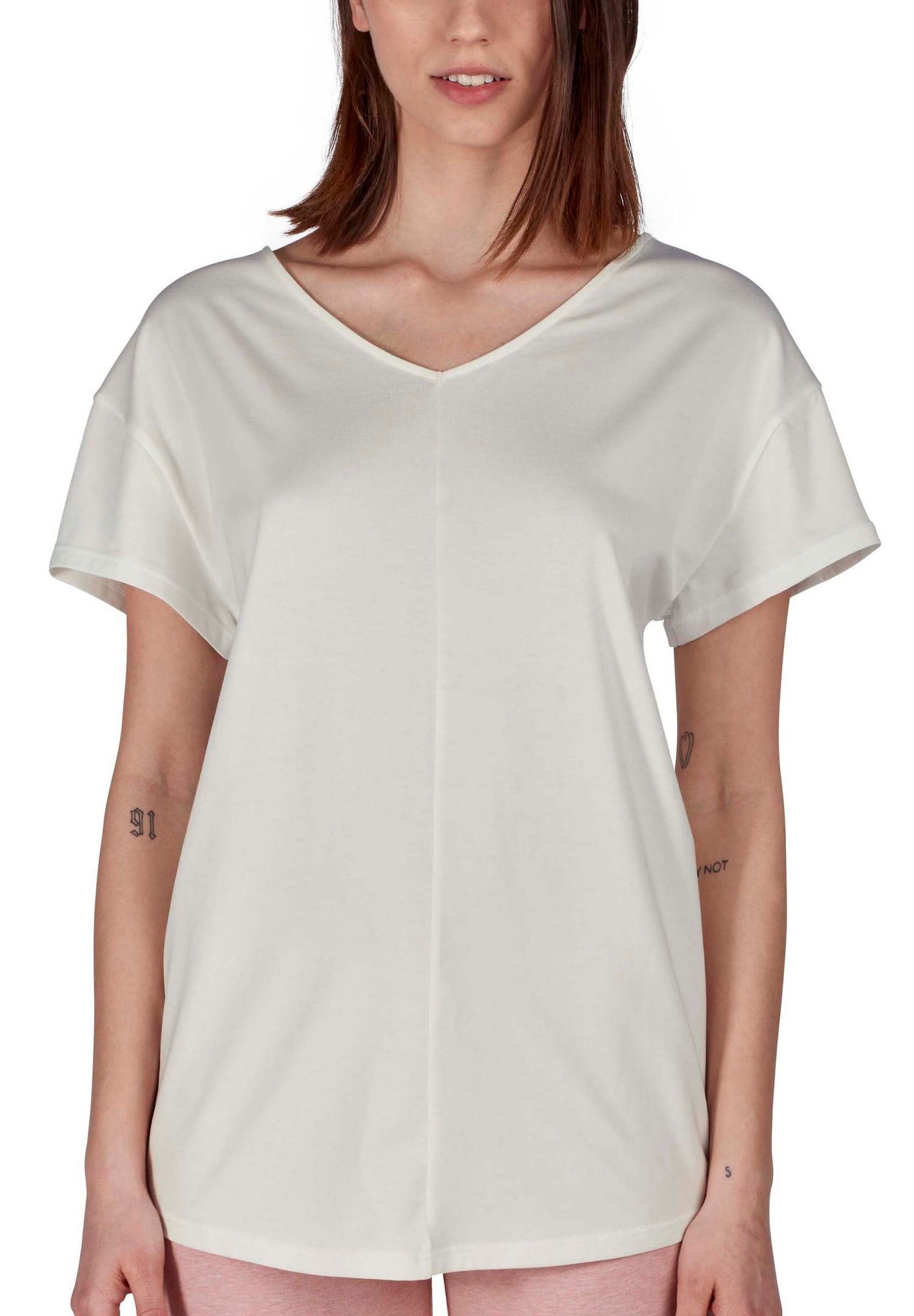 Skiny Pyjamaoberteil Damen Pyjamashirt Weicher Material-Mix