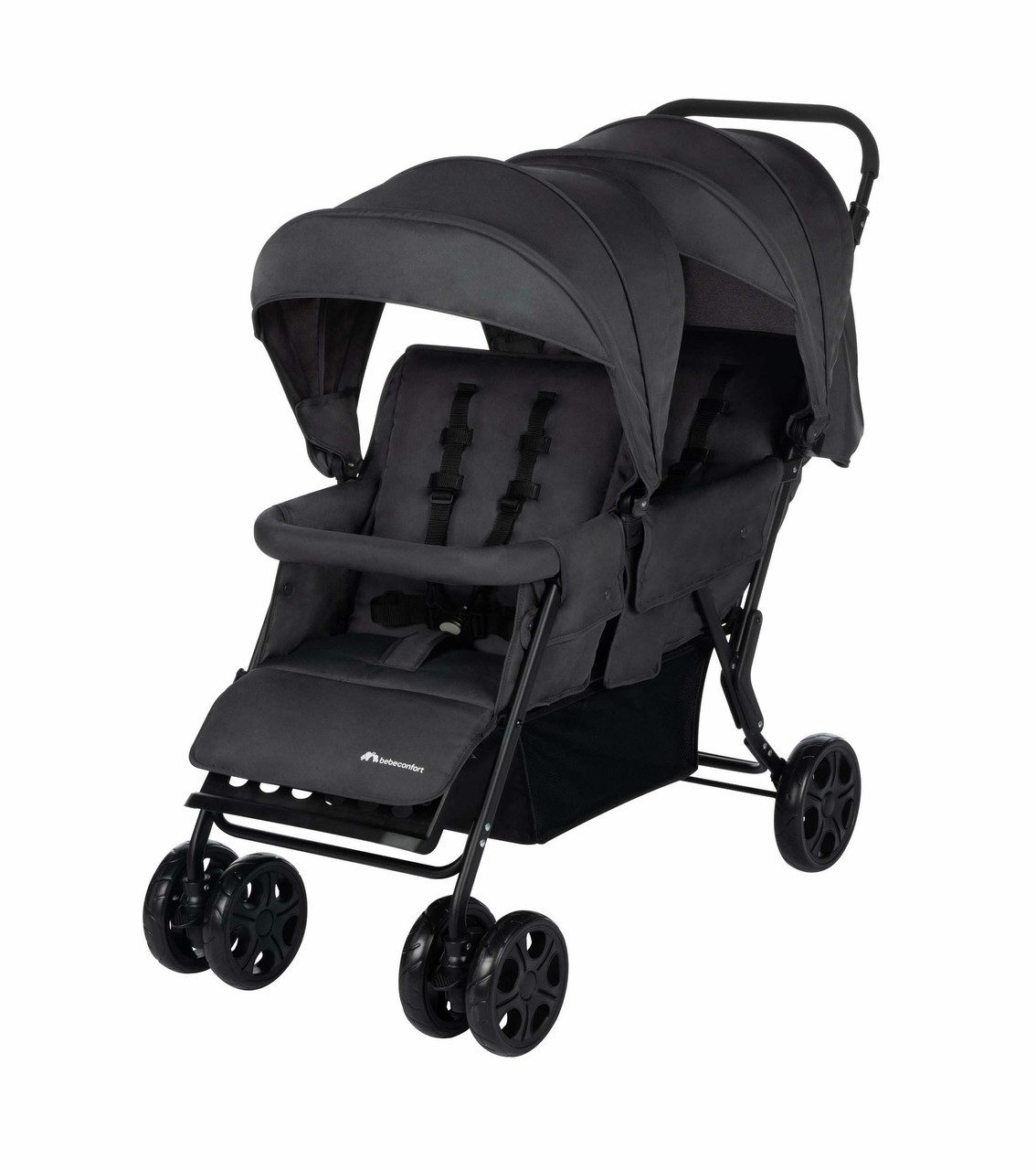 Bebeconfort Geschwisterwagen Bebeconfort Teamy Zwillings-Kinderwagen, Kompatker Geschwister-Kinderw, 2 bequeme Sitze für Kinder mit geringem Altersunterschied Einfach zus…