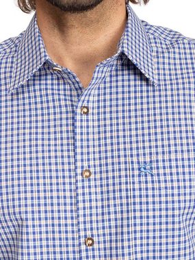OS-Trachten Trachtenhemd Karo Kurzarmhemd STARNBERG blau (Regular Fit)